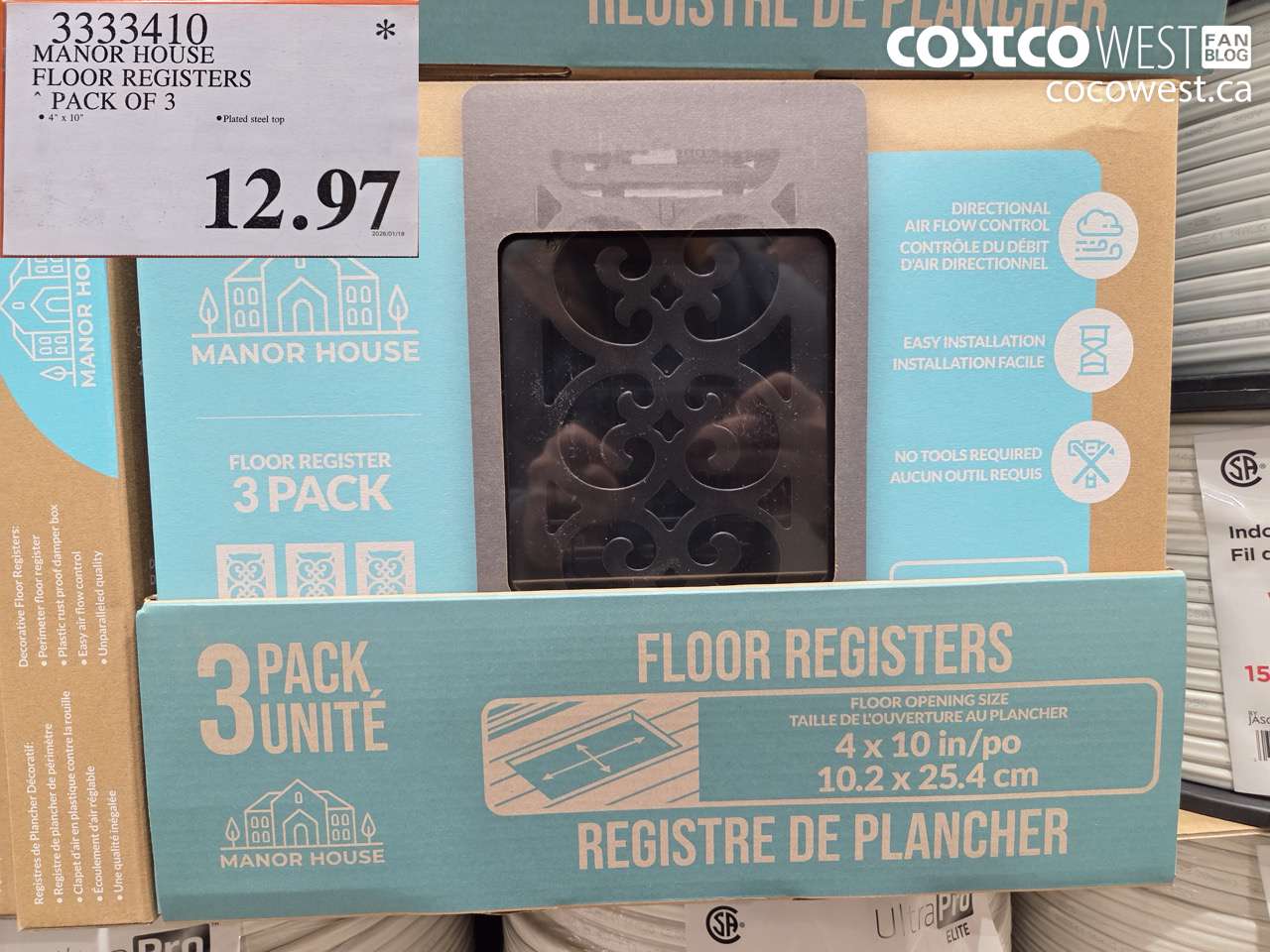 3333410 MANOR HOUSE FLOOR REGISTERS PACK OF 3 $12.97