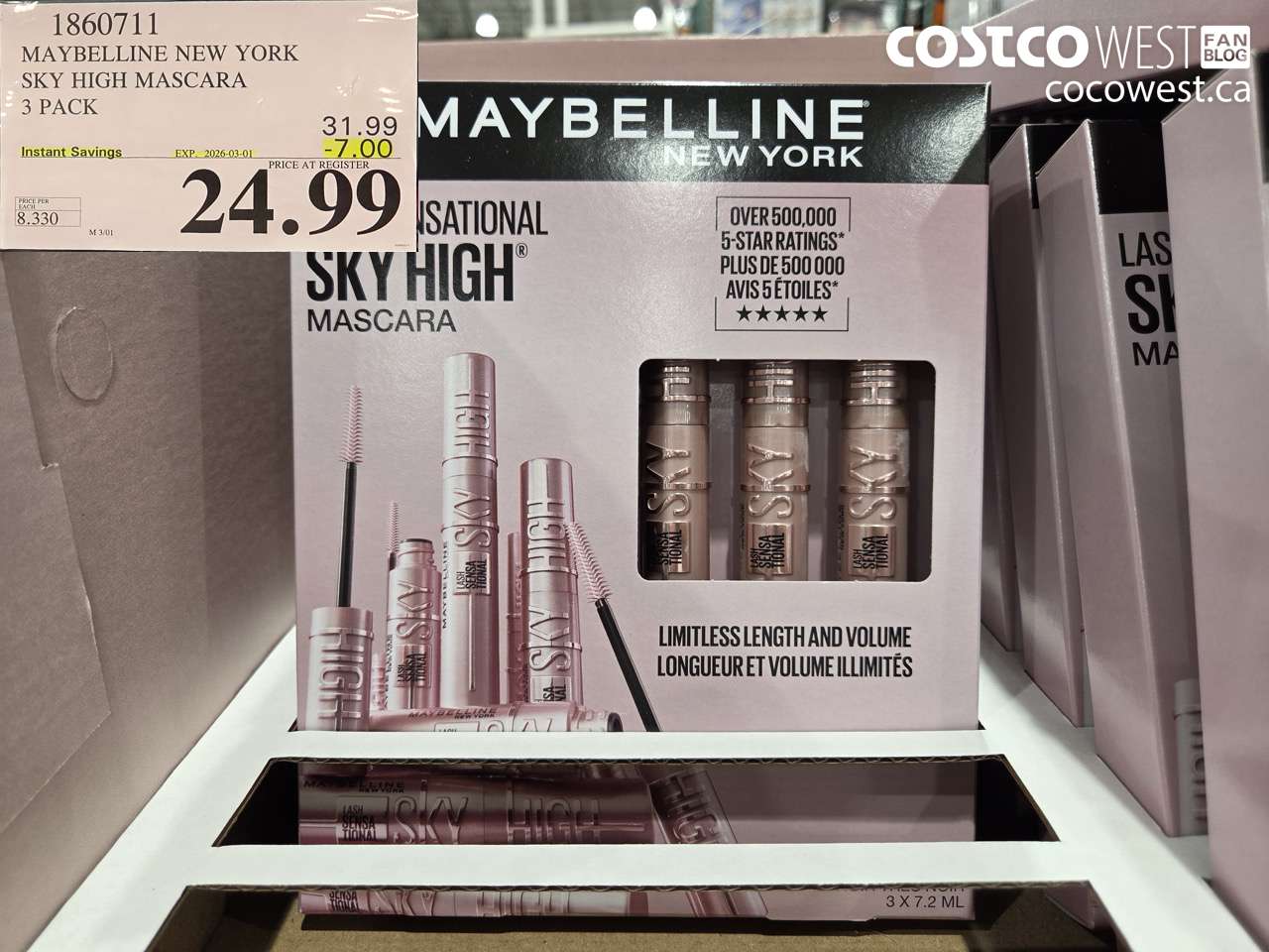 1860711 MAYBELLINE NEW YORK SKY HIGH MASCARA 3 PACK ($7.00 INSTANT SAVINGS EXPIRES ON 2026-03-01) $24.99