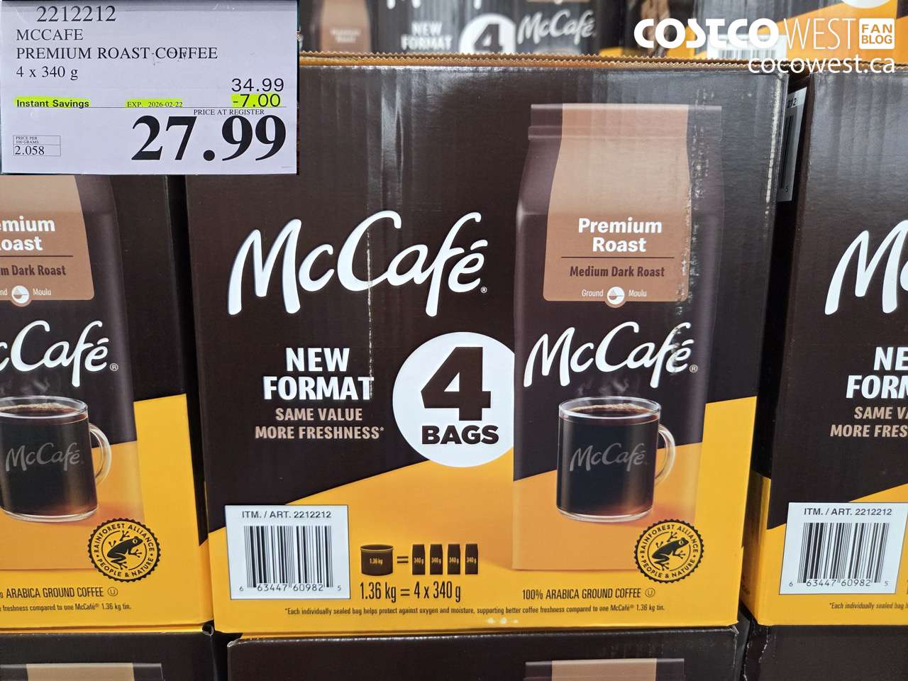 2212212 MCCAFE PREMIUM ROAST-COFFEE 4 x 340 g ($7.00 INSTANT SAVINGS EXPIRES ON 2026-02-22) $27.99