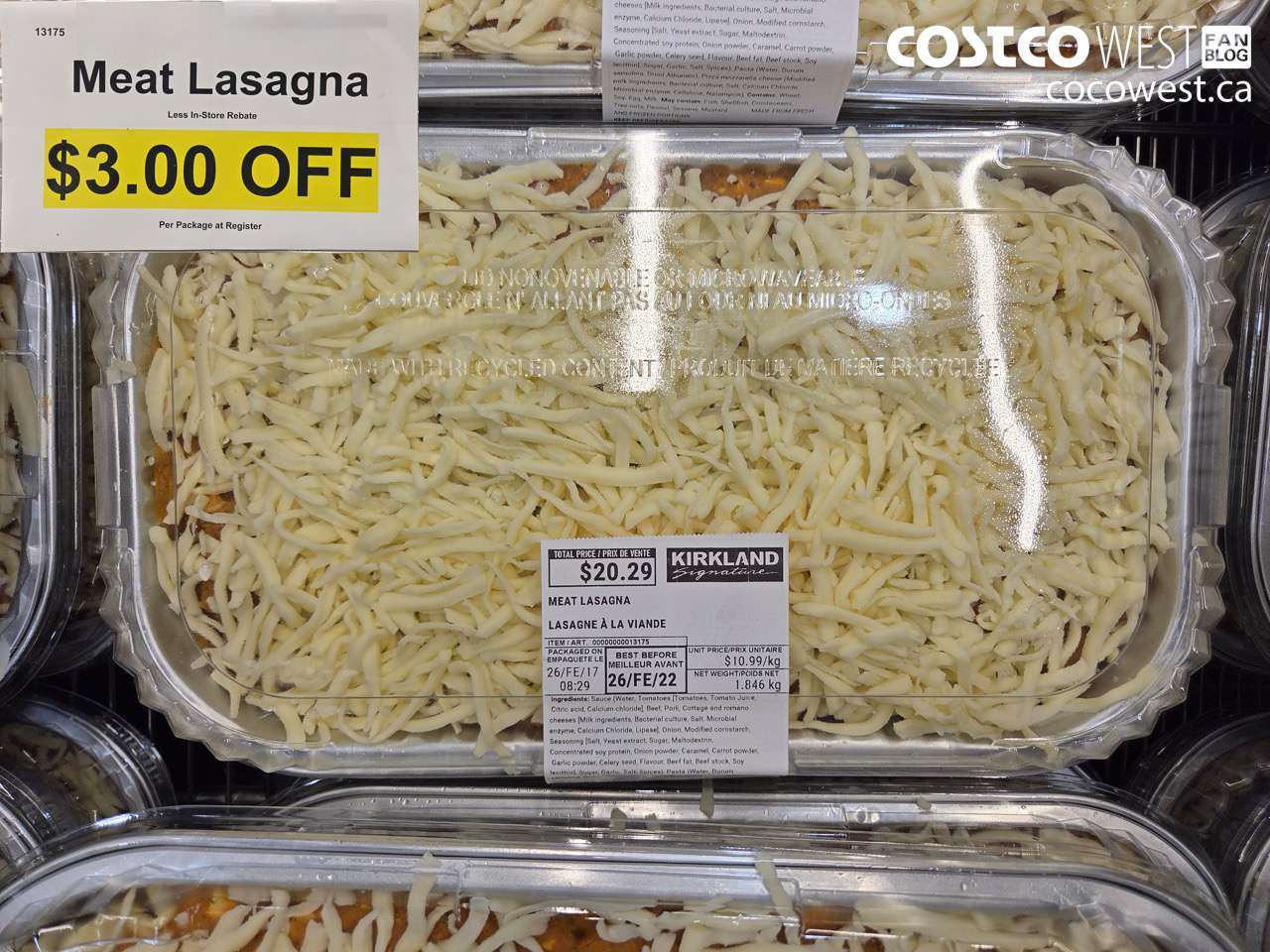 13175 MEAT LASAGNA ($3.00 INSTANT SAVINGS)