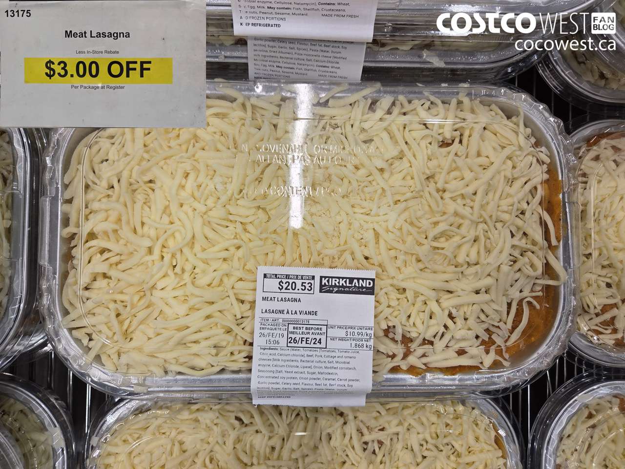 13175 MEAT LASAGNA ($3.00 INSTANT SAVINGS)