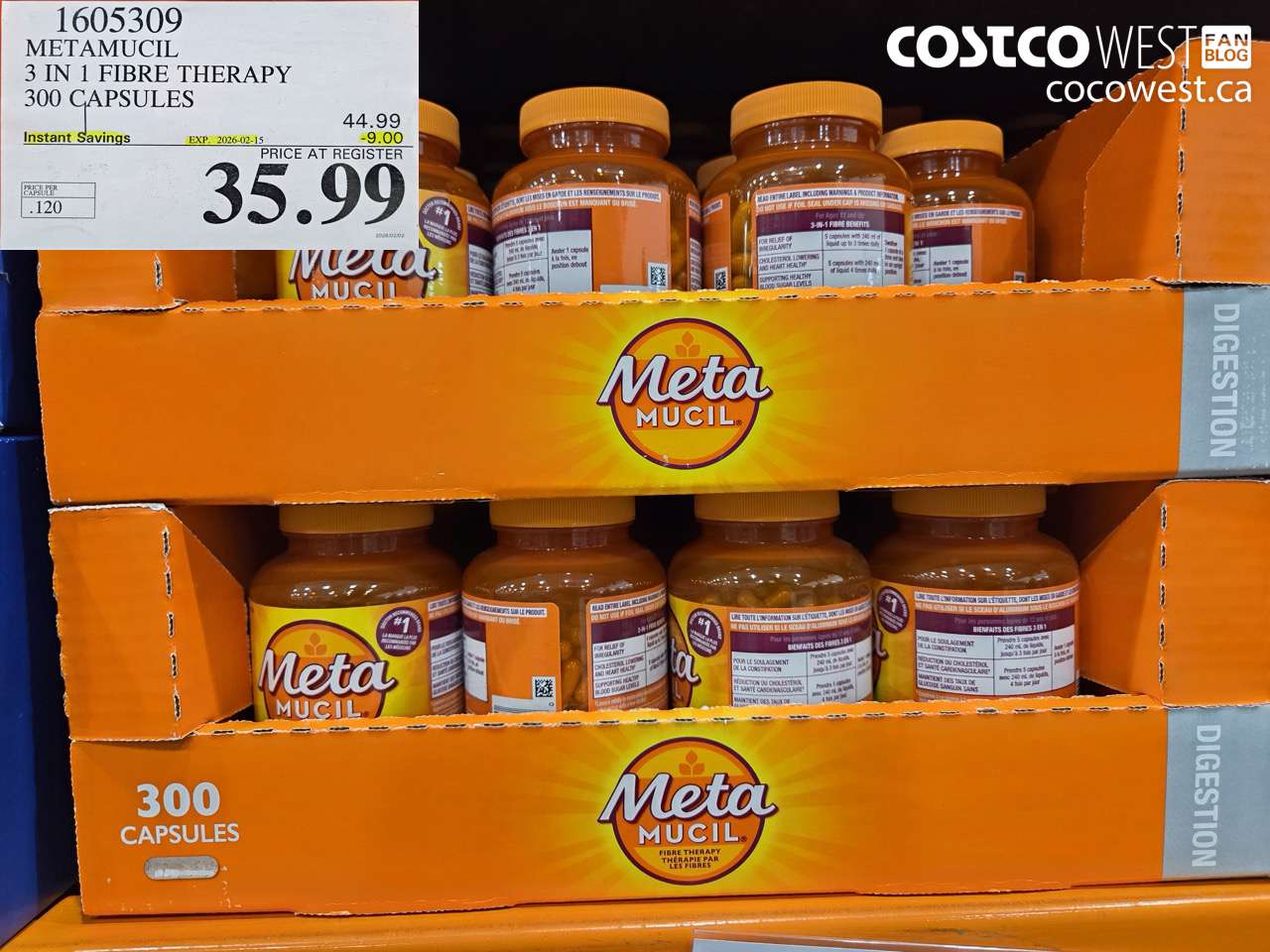 1605309 METAMUCIL 3 IN 1 FIBRE THERAPY 300 CAPSULES ($9.00 INSTANT SAVINGS EXPIRES ON 2026-02-15) $35.99