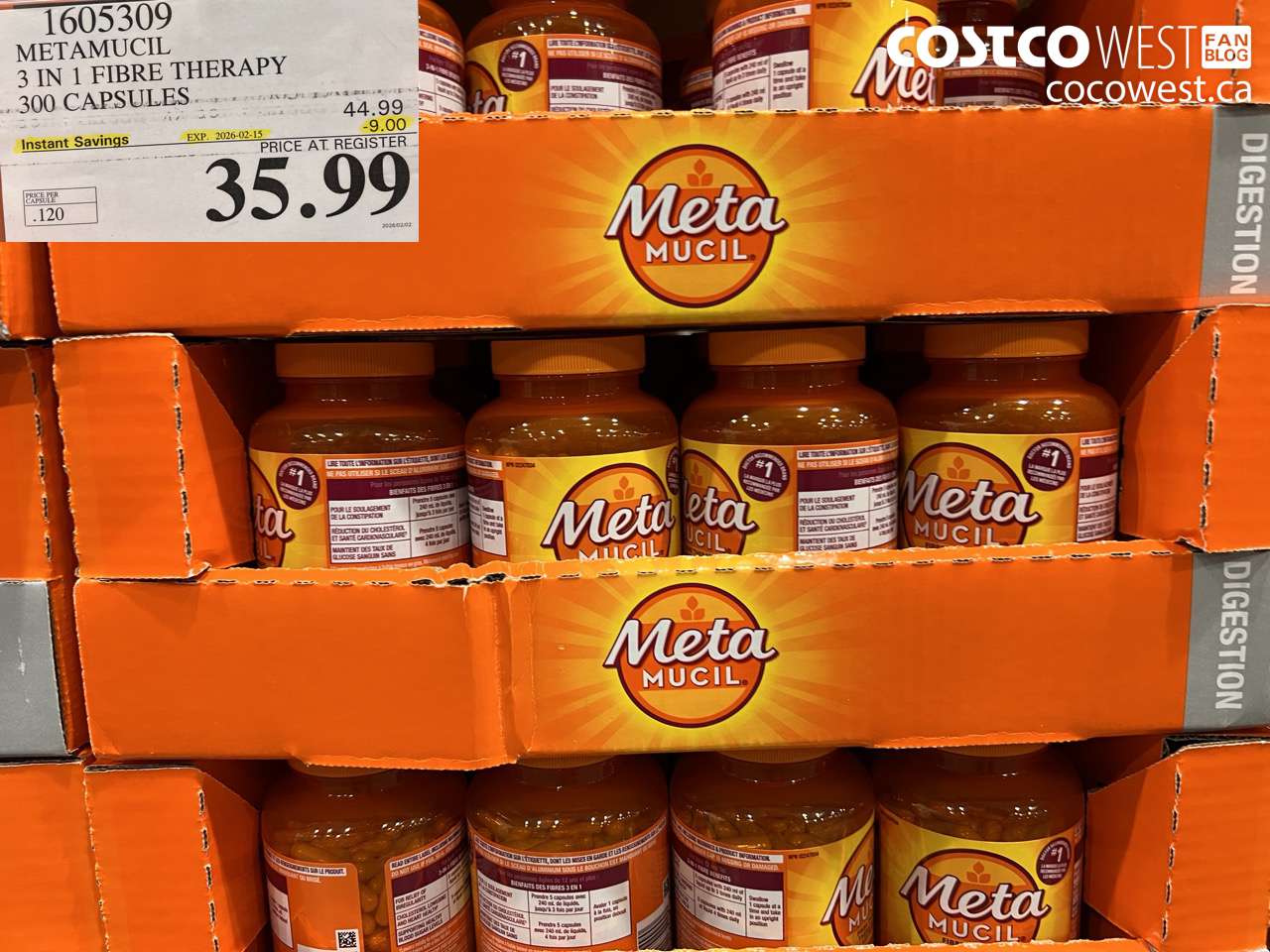 1605309 METAMUCIL 3 IN 1 FIBRE THERAPY 300 CAPSULES ($9.00 INSTANT SAVINGS EXPIRES ON 2026-02-15) $35.99