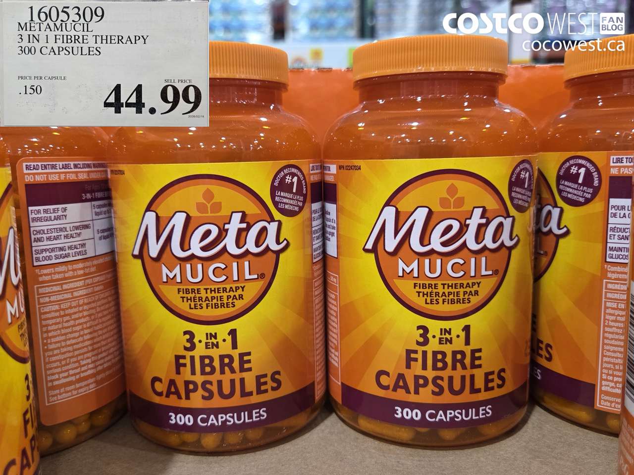 1605309 METAMUCIL 3 IN 1 FIBRE THERAPY 300 CAPSULES $44.99