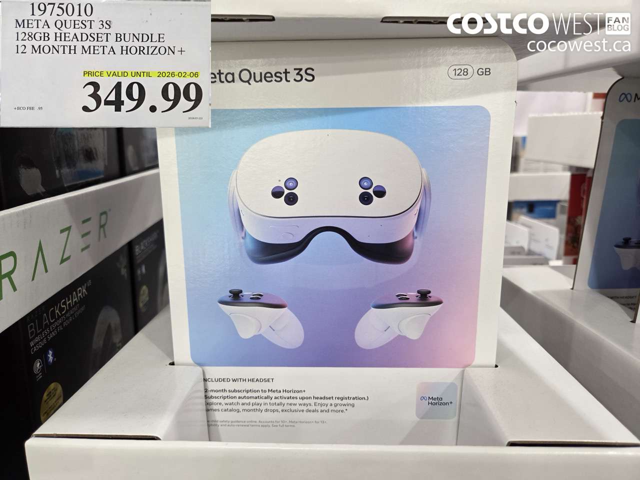 1975010 META QUEST 3S 128GB HEADSET BUNDLE 12 MONTH META HORIZON (EXPIRES ON 2026-02-06) $349.99