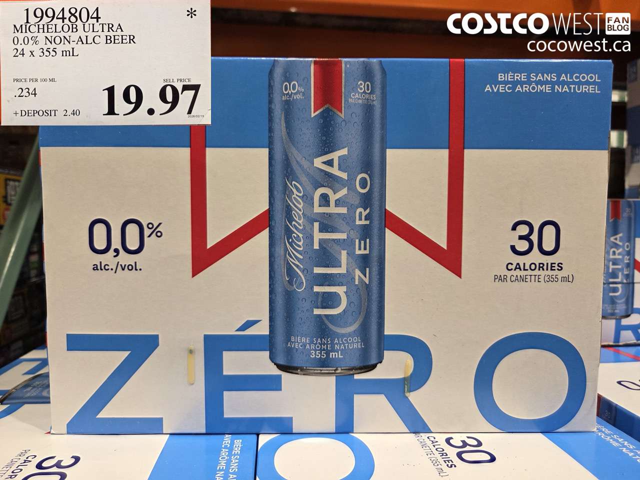 1994804 MICHELOB ULTRA 0.0% NON-ALC BEER 24 X 355 ML $19.97