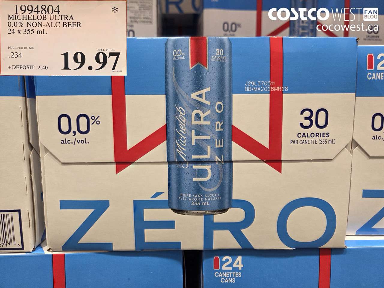 1994804 MICHELOB ULTRA 0.0% NON-ALC BEER 24 x 355 ml $19.97