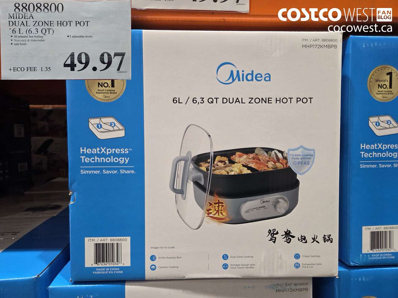 8808800 MIDEA DUAL ZONE HOT POT 6 L (6.3 QT) $49.97