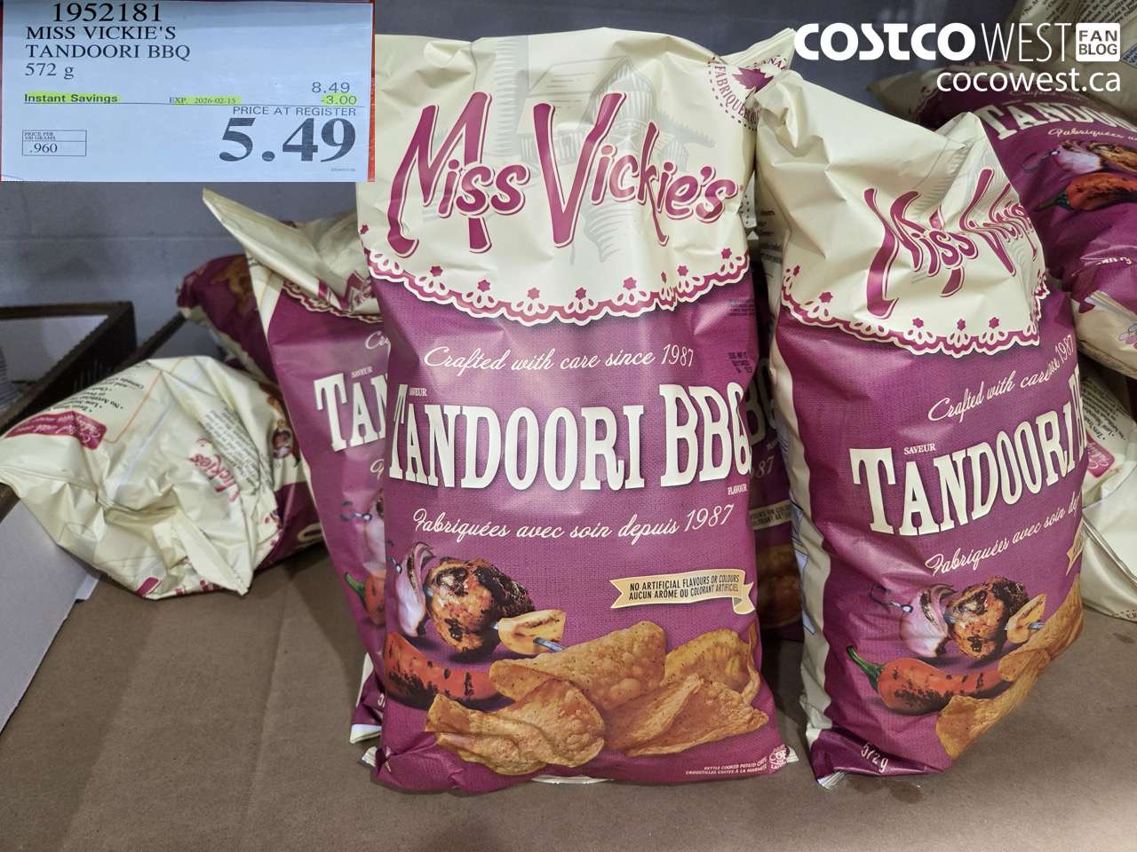1952181 MISS VICKIE'S TANDOORI BBQ 572G ($3.00 INSTANT SAVINGS EXPIRES ON 2026-02-15) $5.49