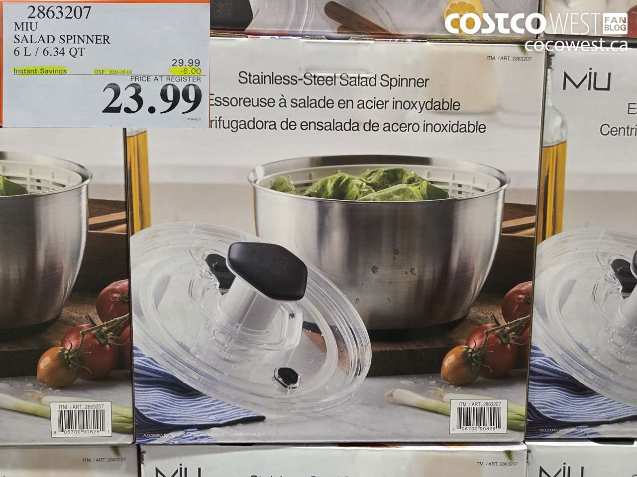 2863207 MIU SALAD SPINNER 6 L / 6.34 QT ($6.00 INSTANT SAVINGS EXPIRES ON 2026-03-08) $23.99