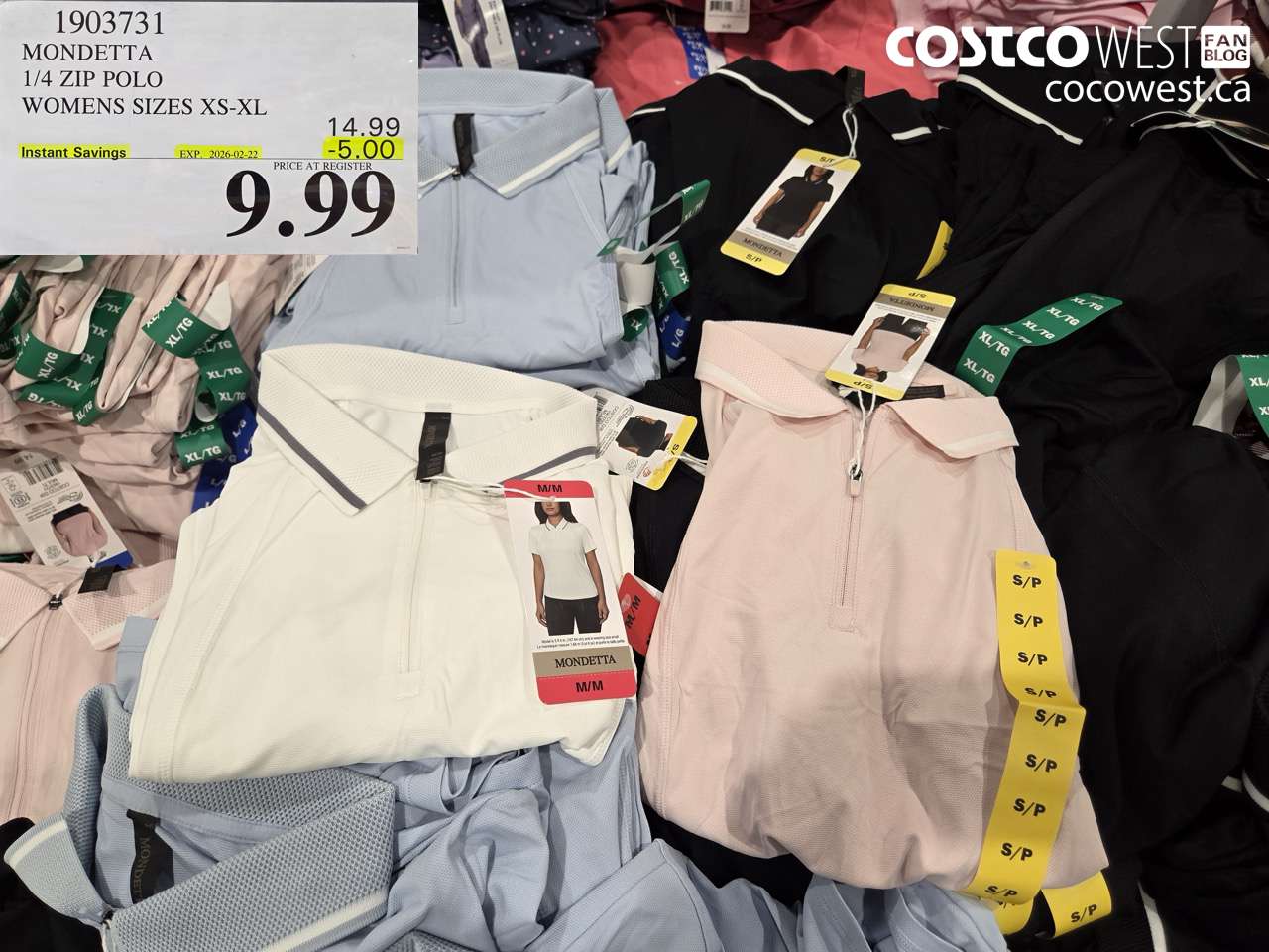 1903731 MONDETTA 1/4 ZIP POLO WOMENS SIZES XS-XL ($5.00 INSTANT SAVINGS EXPIRES ON 2026-02-22) $9.99