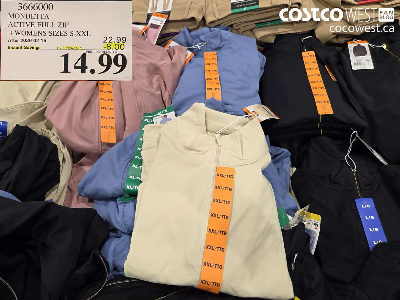 3666000 MONDETTA ACTIVE FULL ZIP + WOMENS SIZES S-XXL ($8.00 INSTANT SAVINGS EXPIRES ON 2026-02-15) $14.99