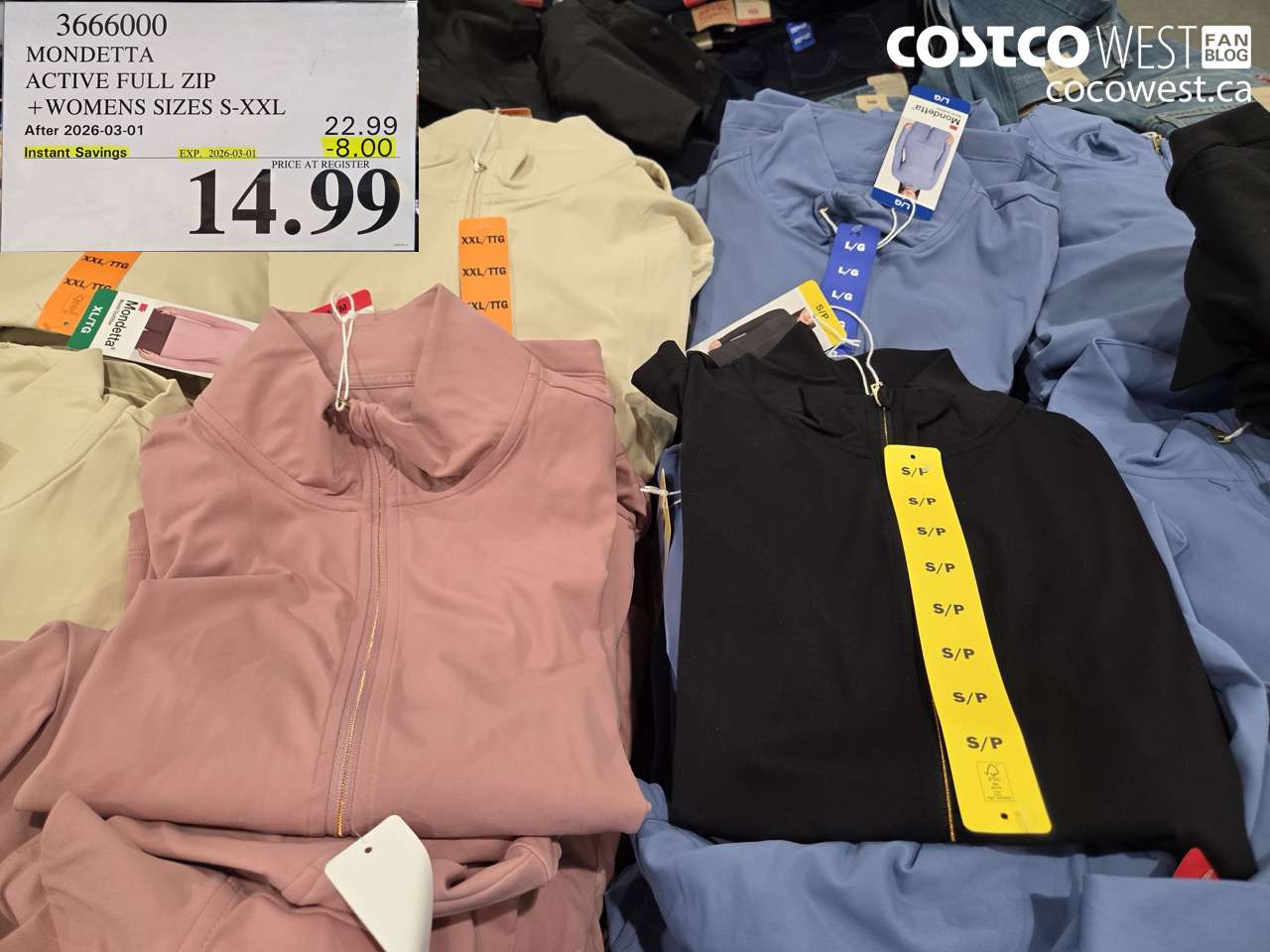 3666000 MONDETTA ACTIVE FULL ZIP + WOMENS SIZES S-XXL ($8.00 INSTANT SAVINGS EXPIRES ON 2026-03-01) $14.99