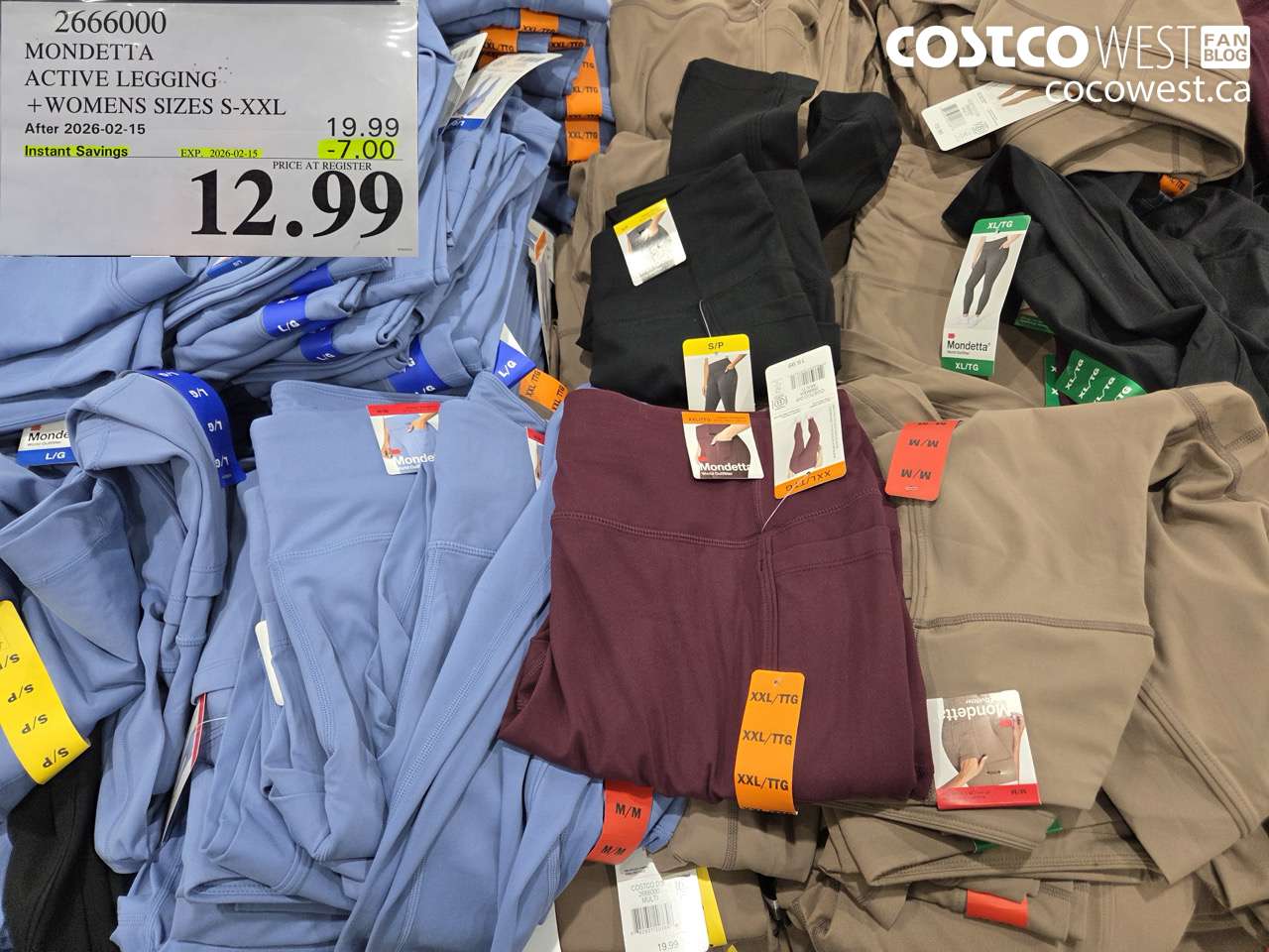 2666000 MONDETTA ACTIVE LEGGING WOMENS SIZES S-XXL ($7.00 INSTANT SAVINGS EXPIRES ON 2026-02-15) $12.99