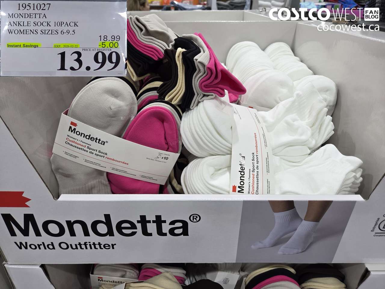 1951027 MONDETTA ANKLE SOCK 10PACK WOMENS SIZES 6-9.5 ($5.00 INSTANT SAVINGS EXPIRES ON 2026-02-22) $13.99