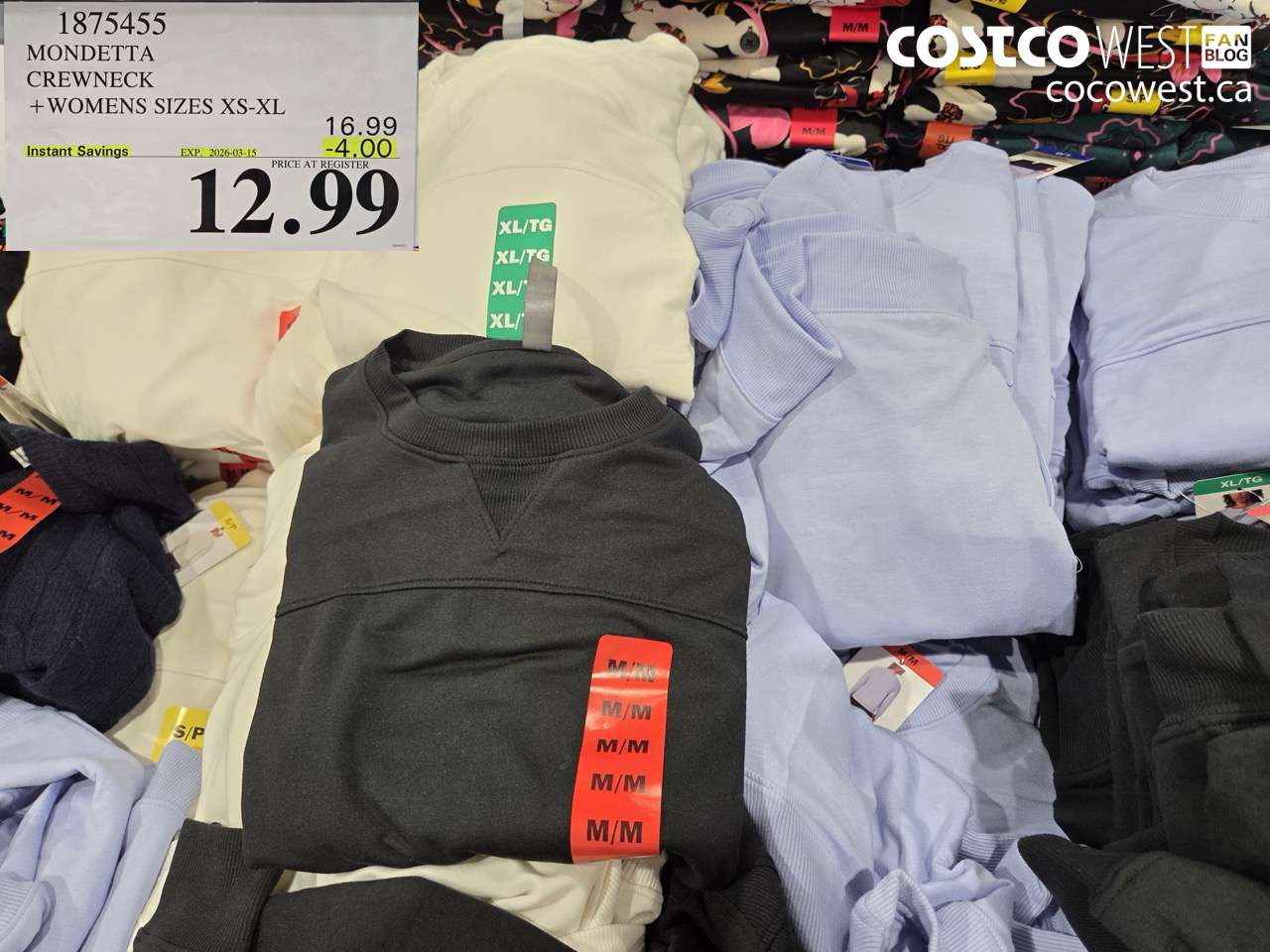 1875455 MONDETTA CREWNECK + WOMENS SIZES XS-XL ($4.00 INSTANT SAVINGS EXPIRES ON 2026-03-15) $12.99