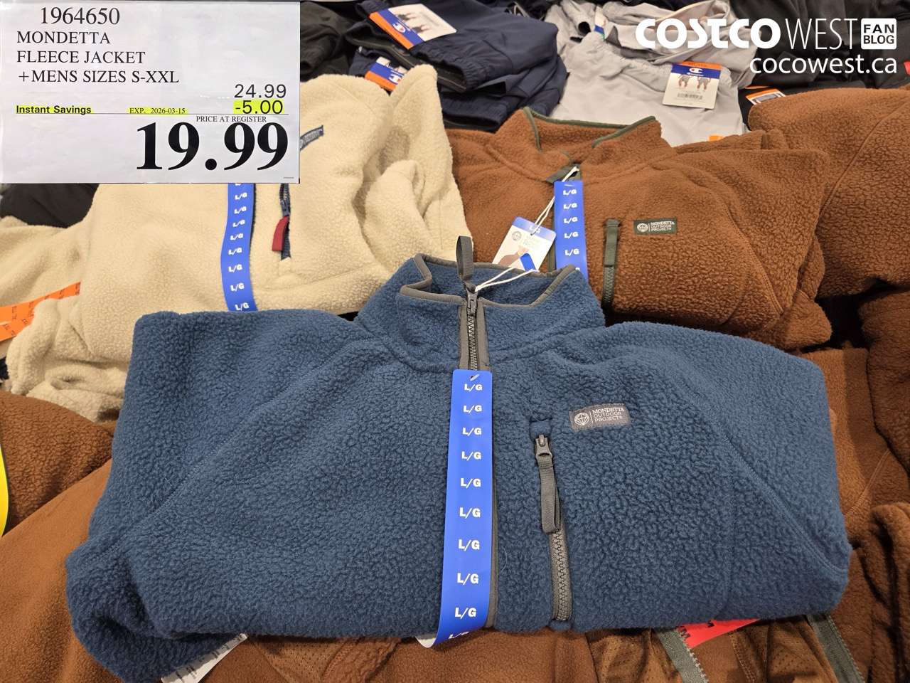 1964650 MONDETTA FLEECE JACKET + MENS SIZES S-XXL ($5.00 INSTANT SAVINGS EXPIRES ON 2026-03-15) $19.99