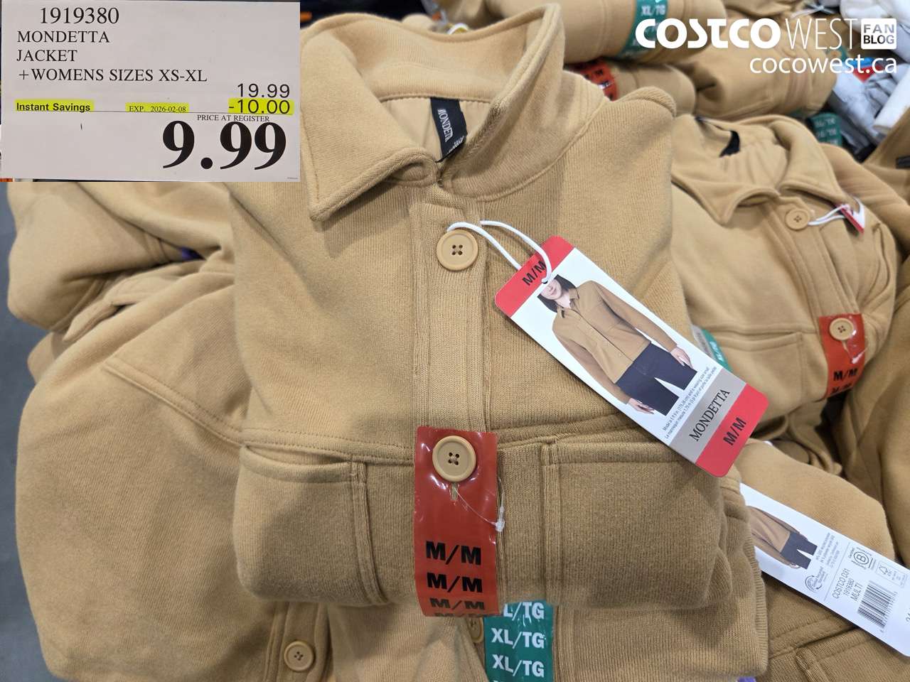 1919380 MONDETTA JACKET + WOMENS SIZES XS-XL ($10.00 INSTANT SAVINGS EXPIRES ON 2026-02-08) $9.99