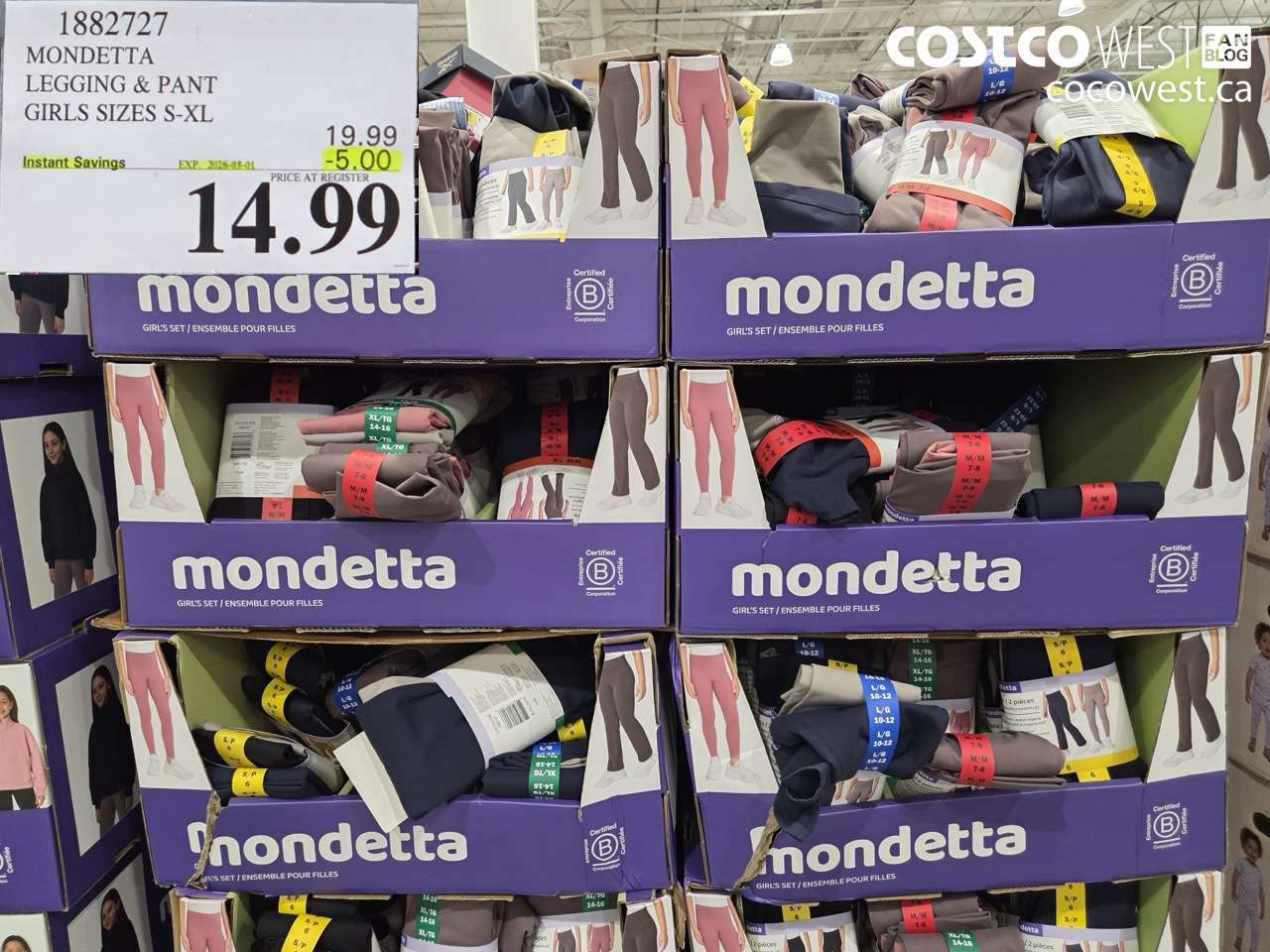 1882727 MONDETTA LEGGING & PANT GIRLS SIZES S-XL ($5.00 INSTANT SAVINGS EXPIRES ON 2026-03-01) $14.99