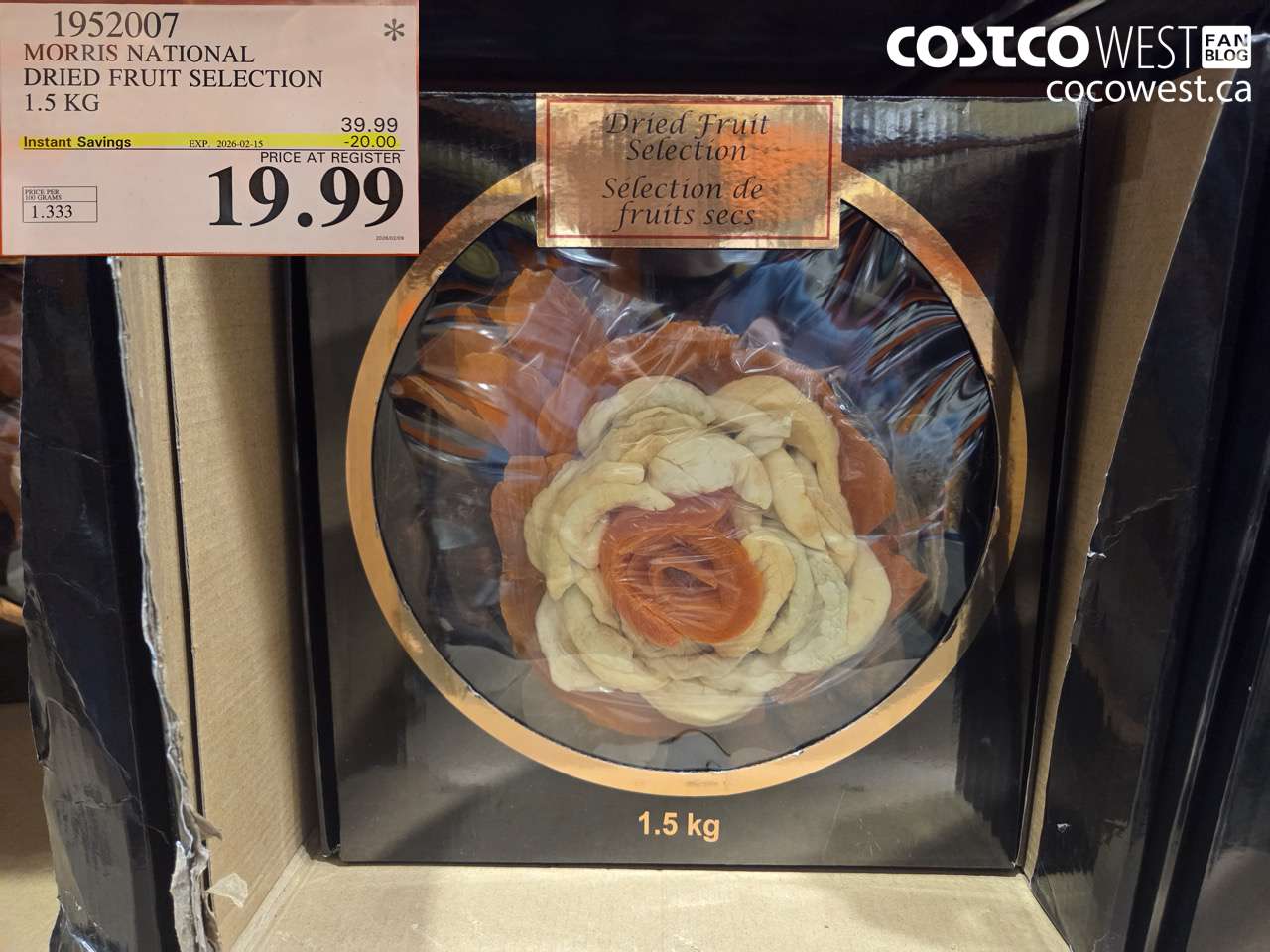 1952007 MORRIS NATIONAL DRIED FRUIT SELECTION 1.5 KG ($20.00 INSTANT SAVINGS EXPIRES ON 2026-02-15) $19.99