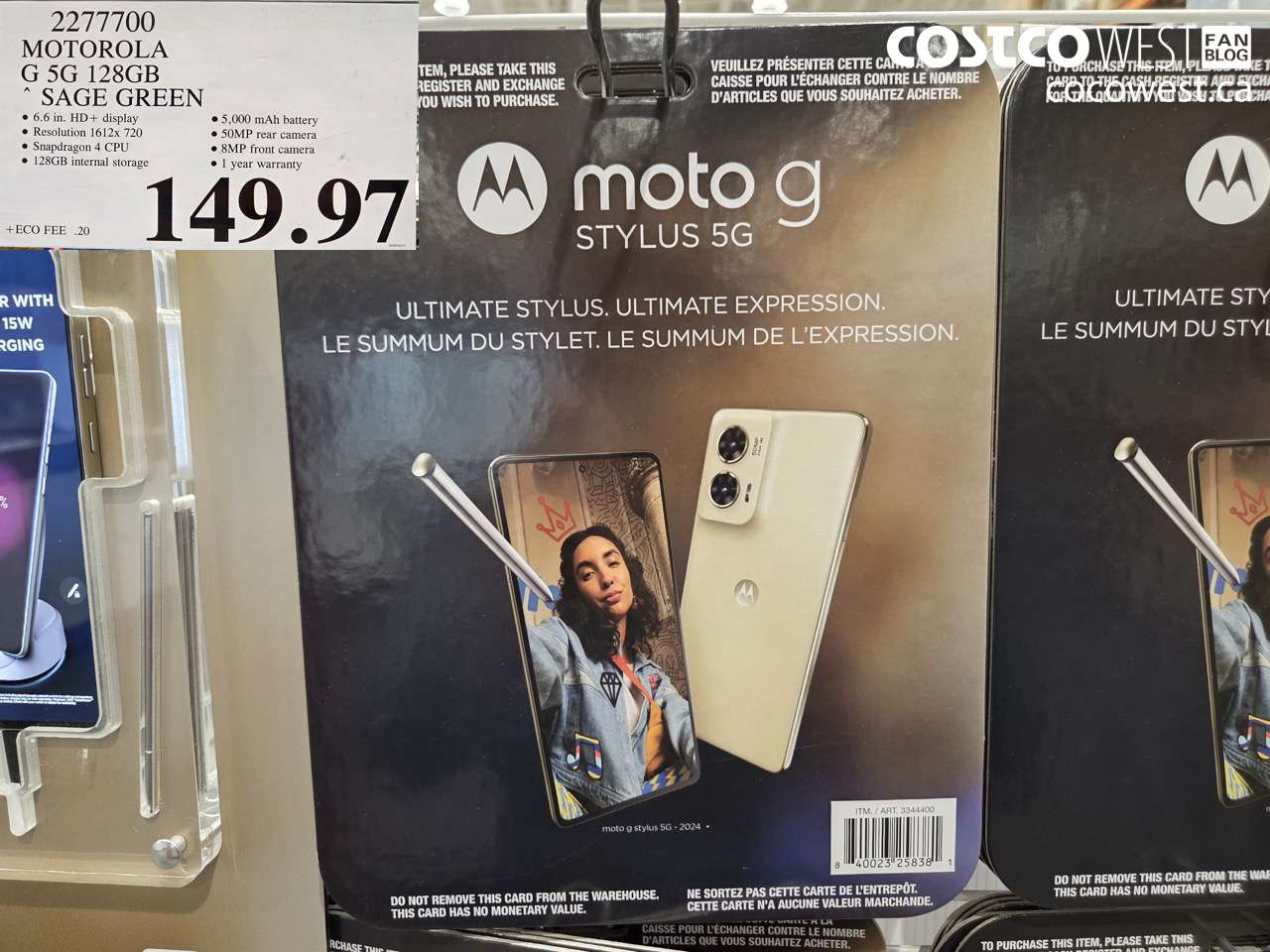 2277700 MOTOROLA G 5G 128GB SAGE GREEN $149.97