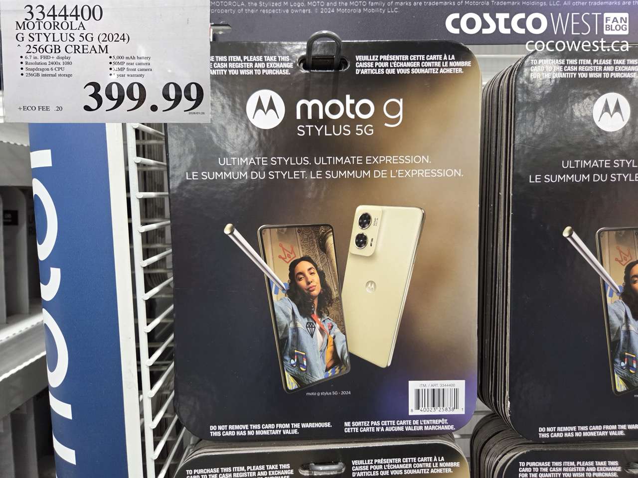 3344400 MOTOROLA G STYLUS 5G (2024) 256GB CREAM $399.99