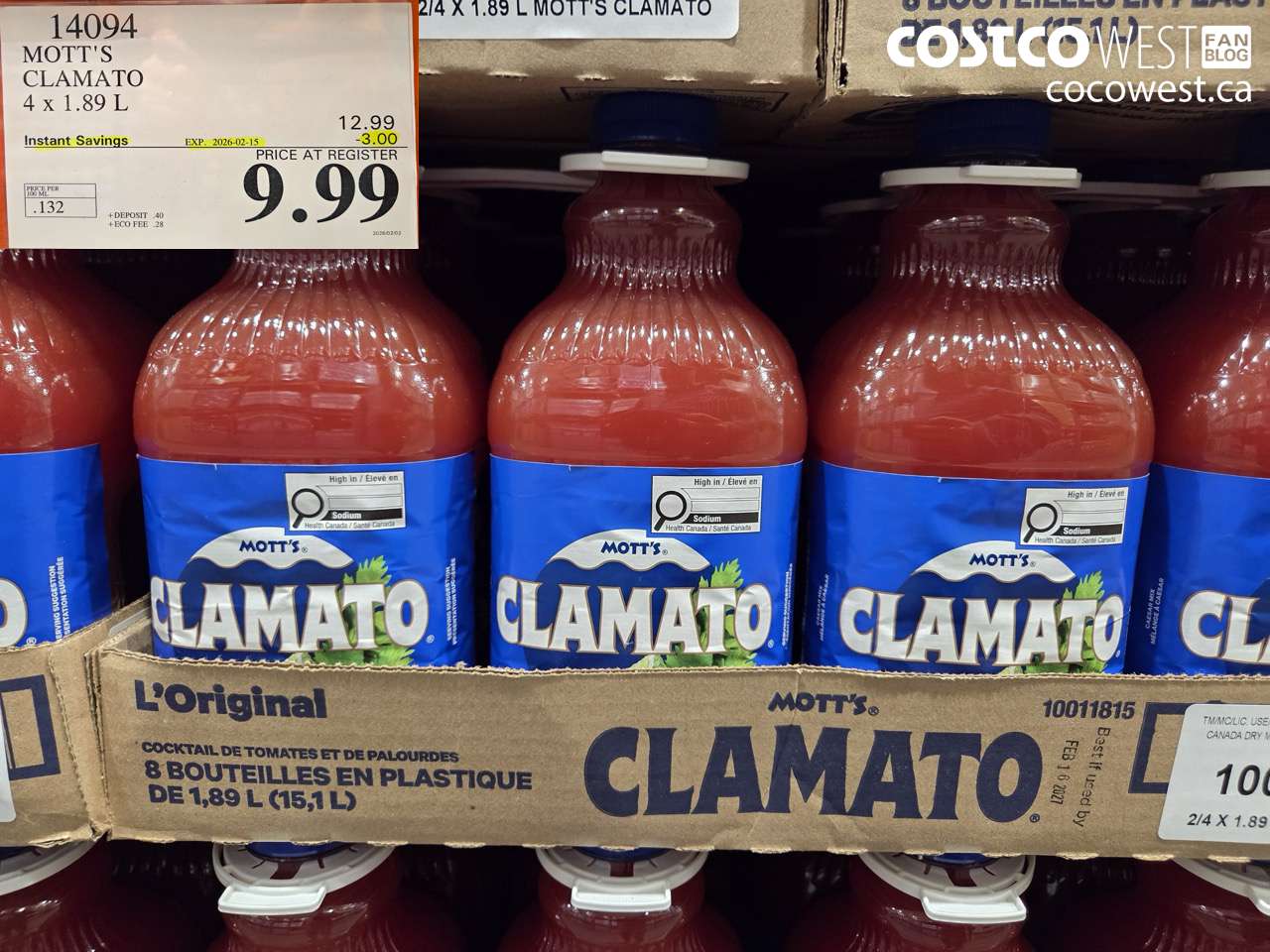 14094 MOTT'S CLAMATO 4 x 1.89 L ($3.00 INSTANT SAVINGS EXPIRES ON 2026-02-15) $9.99