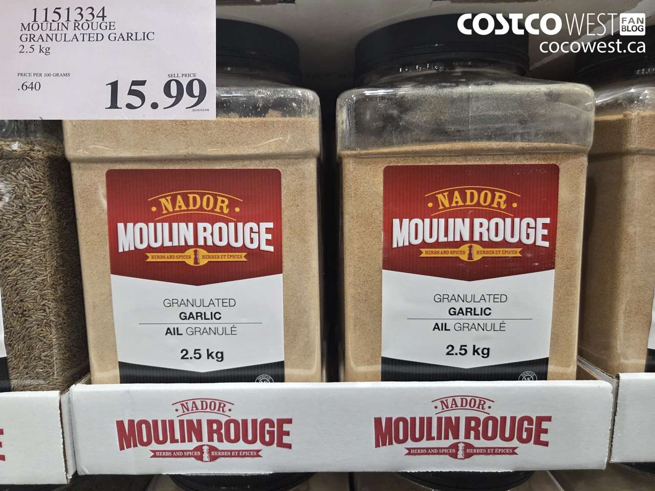 1151334 MOULIN ROUGE GRANULATED GARLIC 2.5 kg $15.99