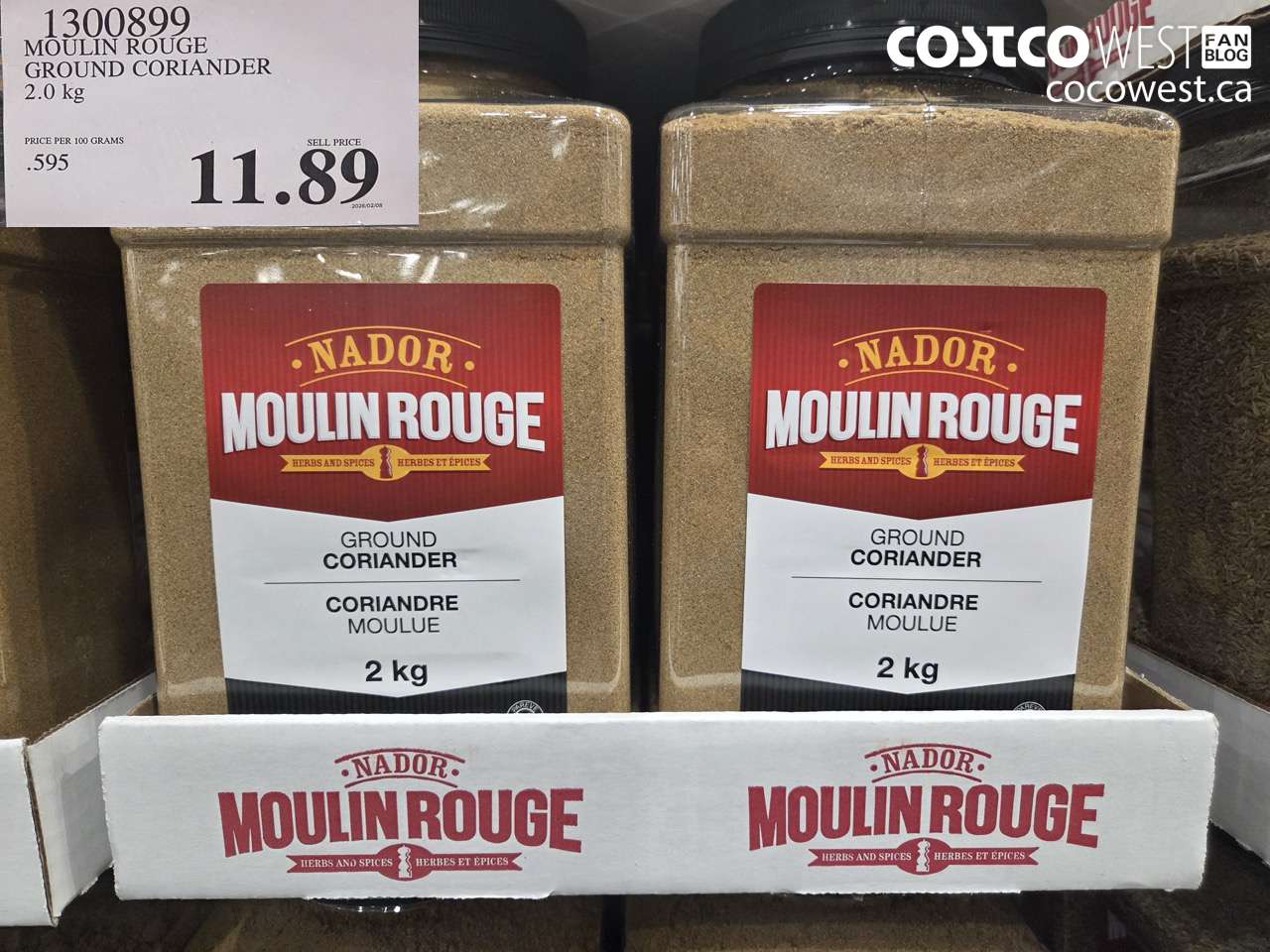 1300899 MOULIN ROUGE GROUND CORIANDER 2.0 kg $11.89