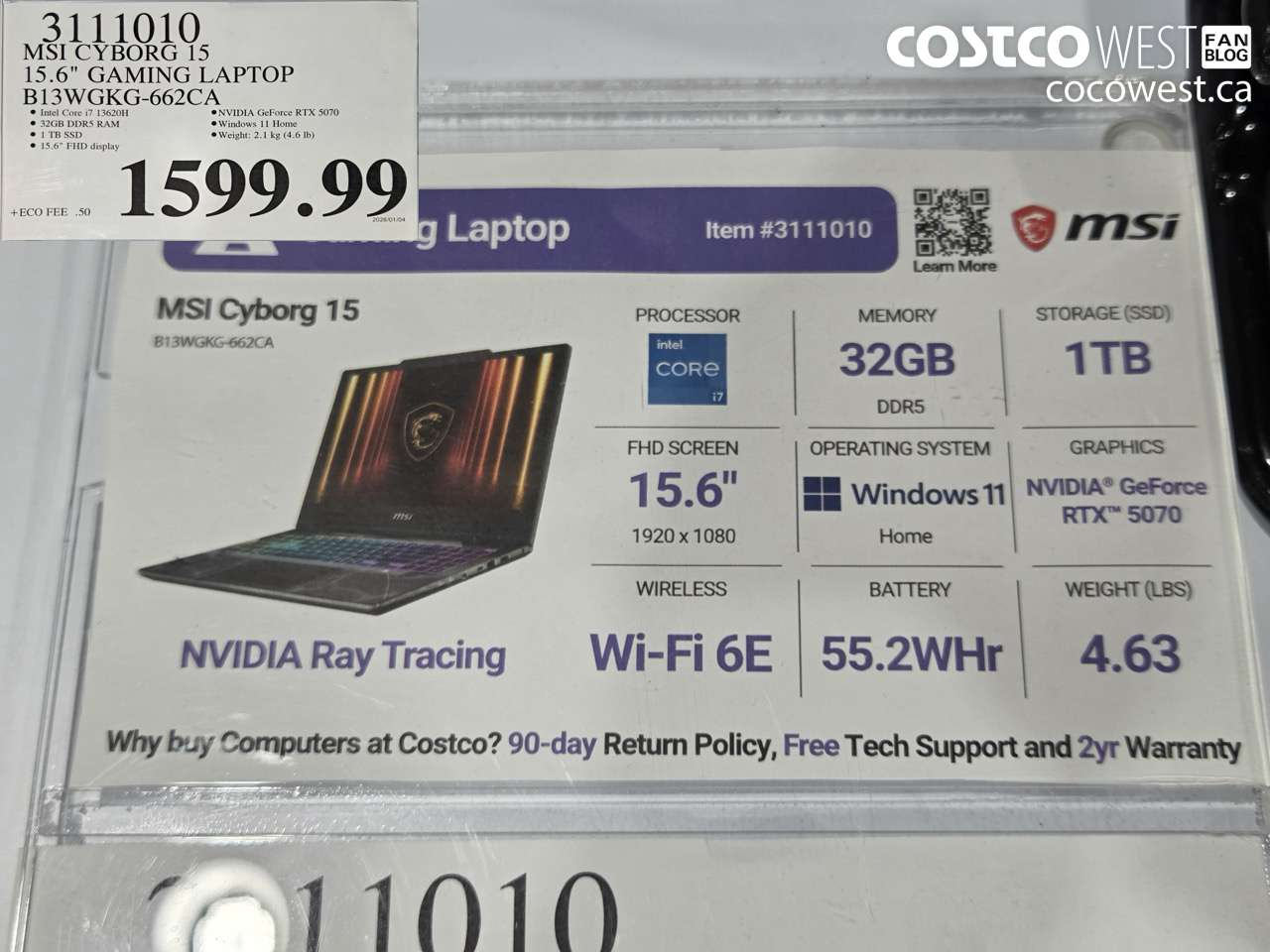 3111010 MSI CYBORG 15 15.6