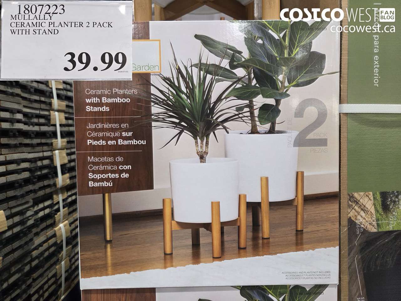 1807223 MULLALY CERAMIC PLANTER 2 PACK WITH STAND $39.99