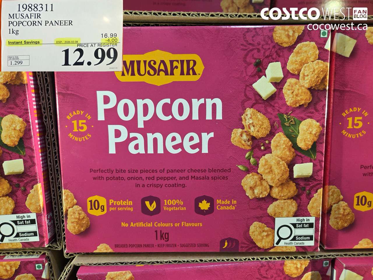 1988311 MUSAFIR POPCORN PANEER 1kg ($4.00 INSTANT SAVINGS EXPIRES ON 2026-02-08) $12.99