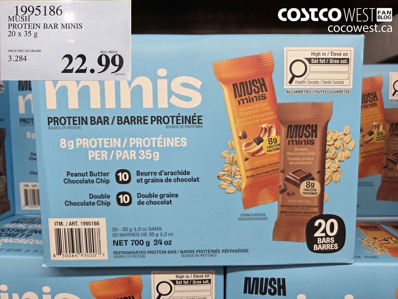 1995186 MUSH PROTEIN BAR MINIS 20 x 35 g $22.99