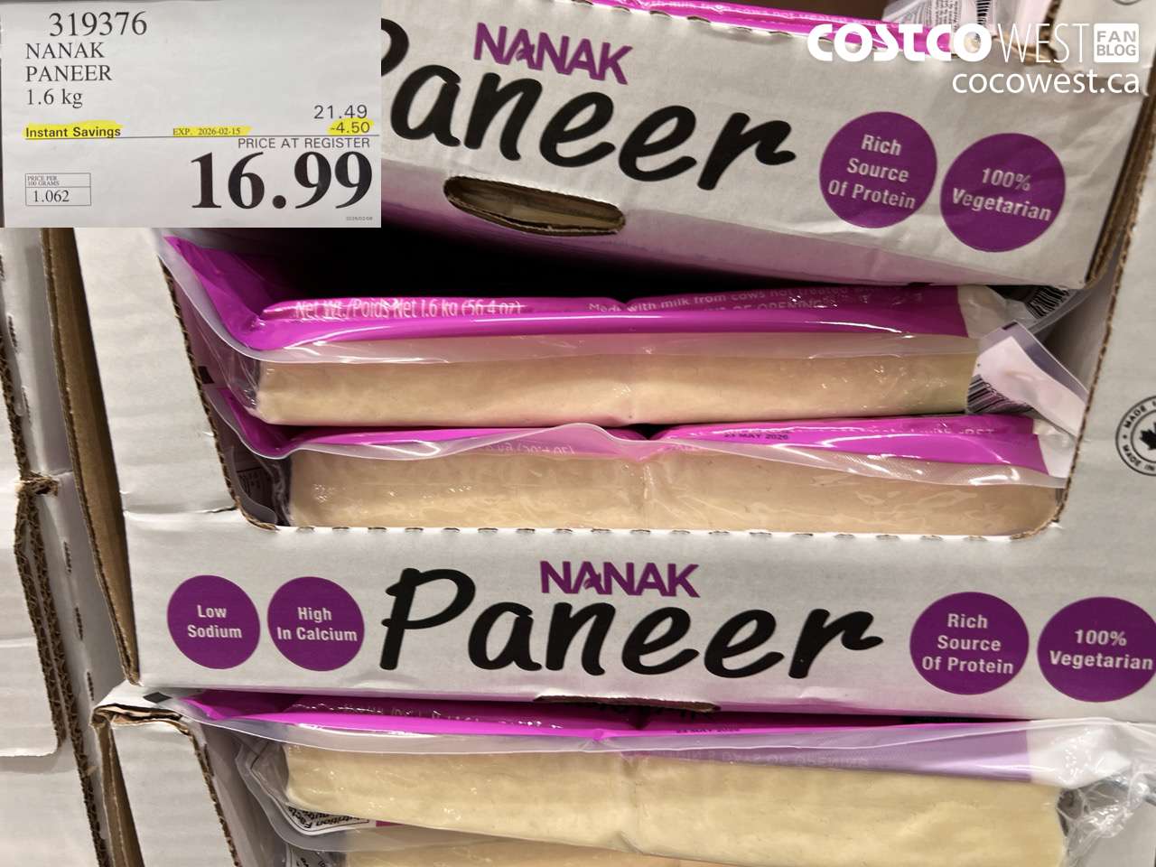 319376 NANAK PANEER 1.6KG ($4.50 INSTANT SAVINGS EXPIRES ON 2026-02-15) $16.99