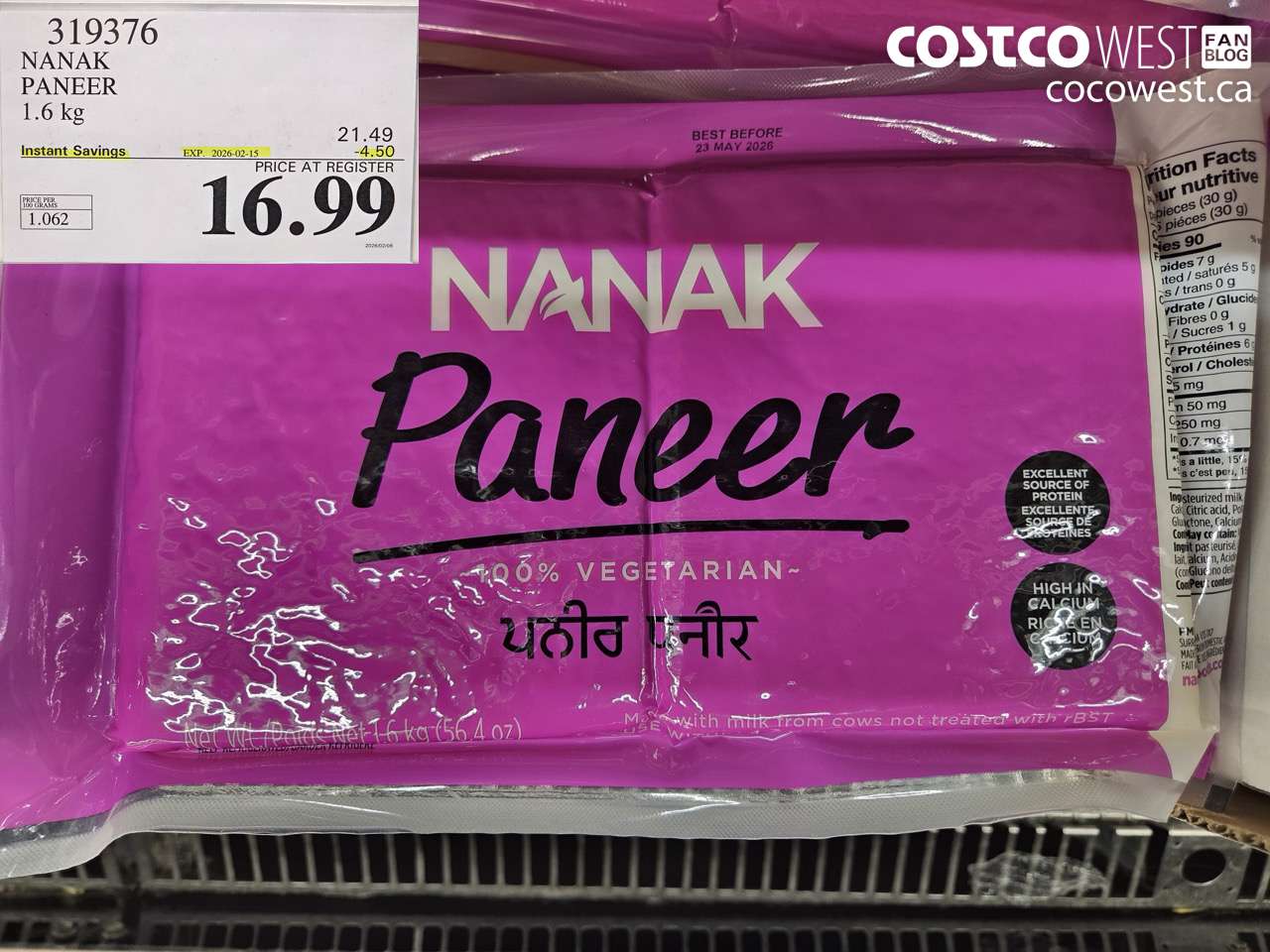 319376 NANAK PANEER 1.6 kg ($4.50 INSTANT SAVINGS EXPIRES ON 2026-02-15) $16.99