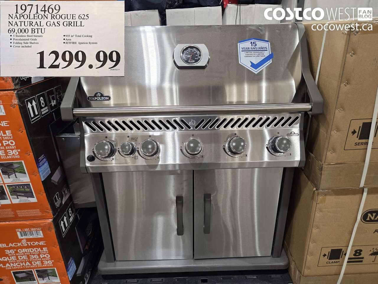 1971469 NAPOLEON ROGUE 625 NATURAL GAS GRILL 69,000 BTU $1299.99