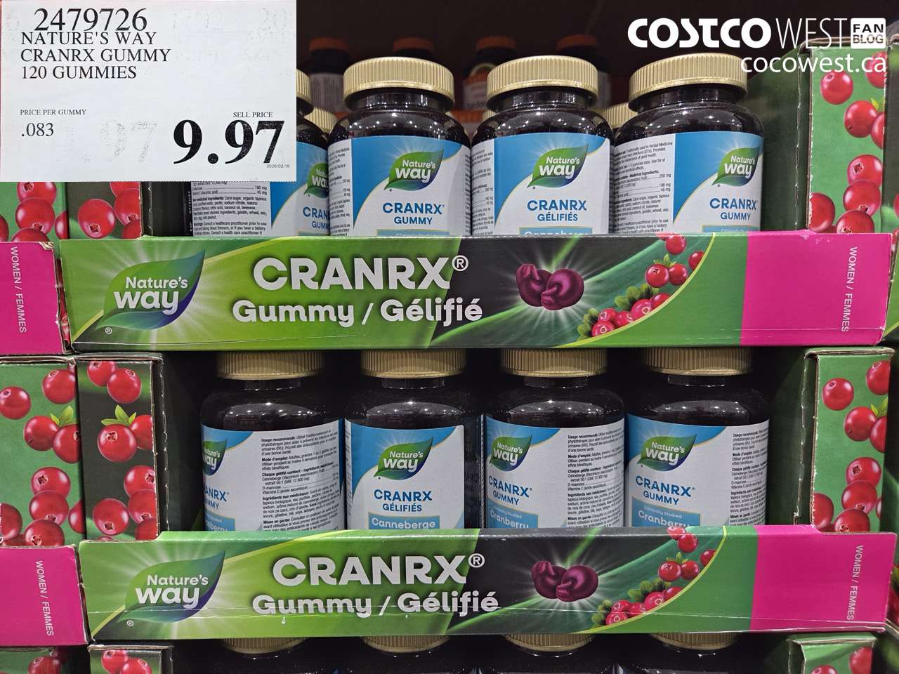 2479726 NATURE'S WAY CRANRX GUMMY 120 GUMMIES $9.97