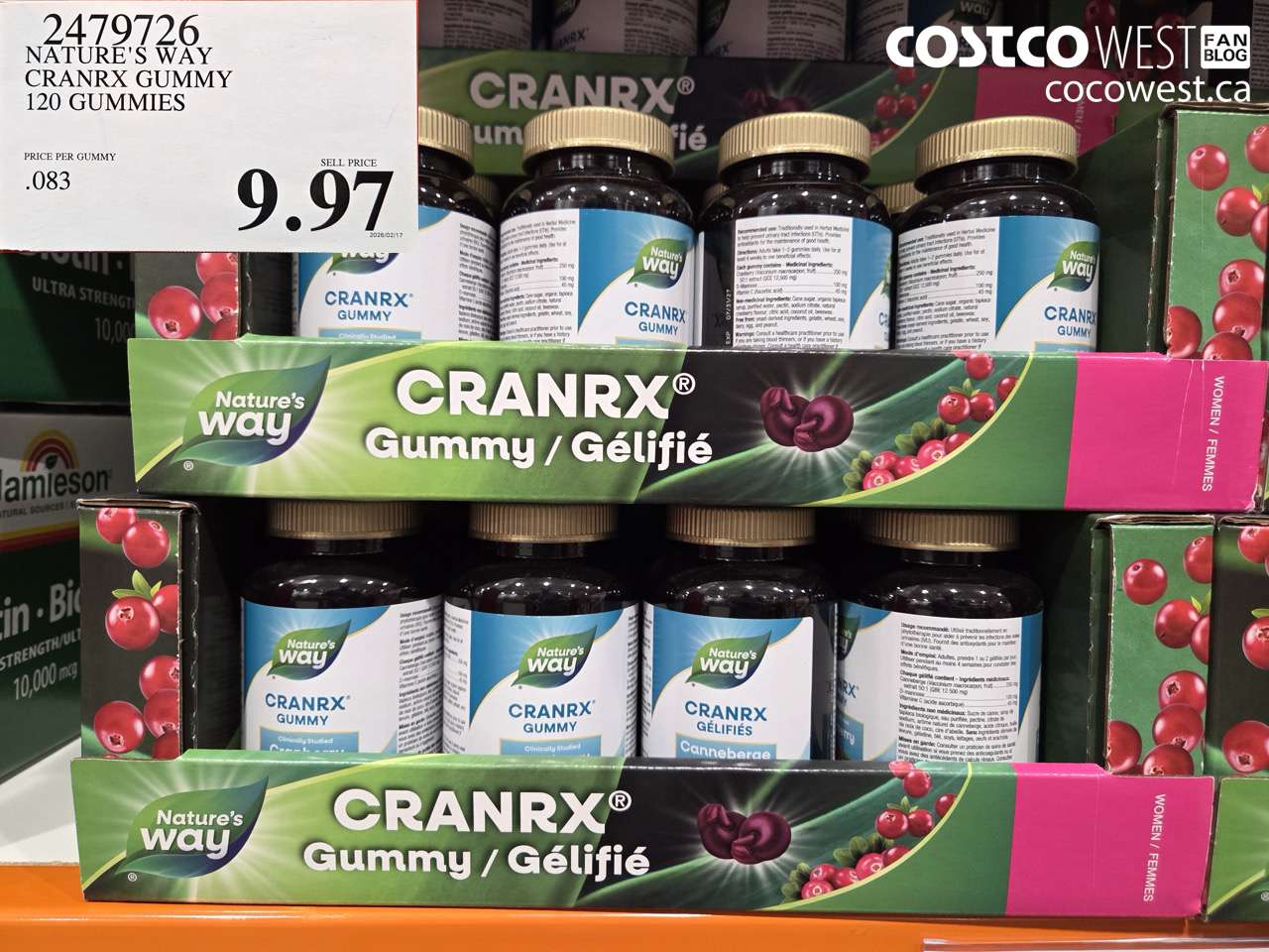 2479726 NATURE'S WAY CRANRX GUMMY 120 GUMMIES $9.97