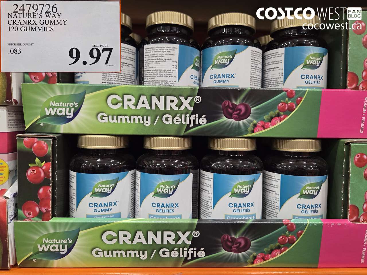 2479726 NATURE'S WAY CRANRX GUMMY 120 GUMMIES $9.97