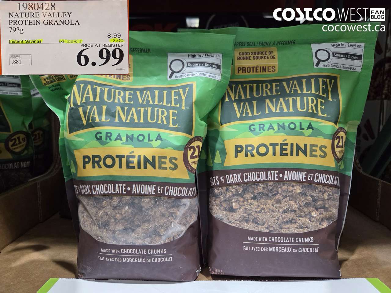 1980428 NATURE VALLEY PROTEIN GRANOLA 793G ($2.00 INSTANT SAVINGS EXPIRES ON 2026-02-15) $6.99