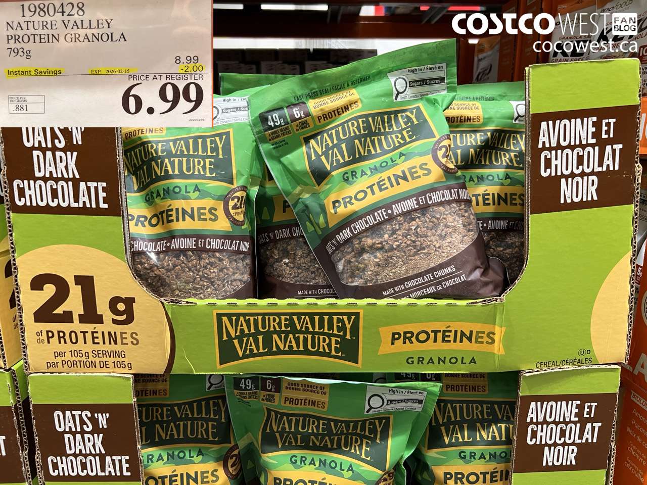1980428 NATURE VALLEY PROTEIN GRANOLA 793g ($2.00 INSTANT SAVINGS EXPIRES ON 2026-02-15) $6.99
