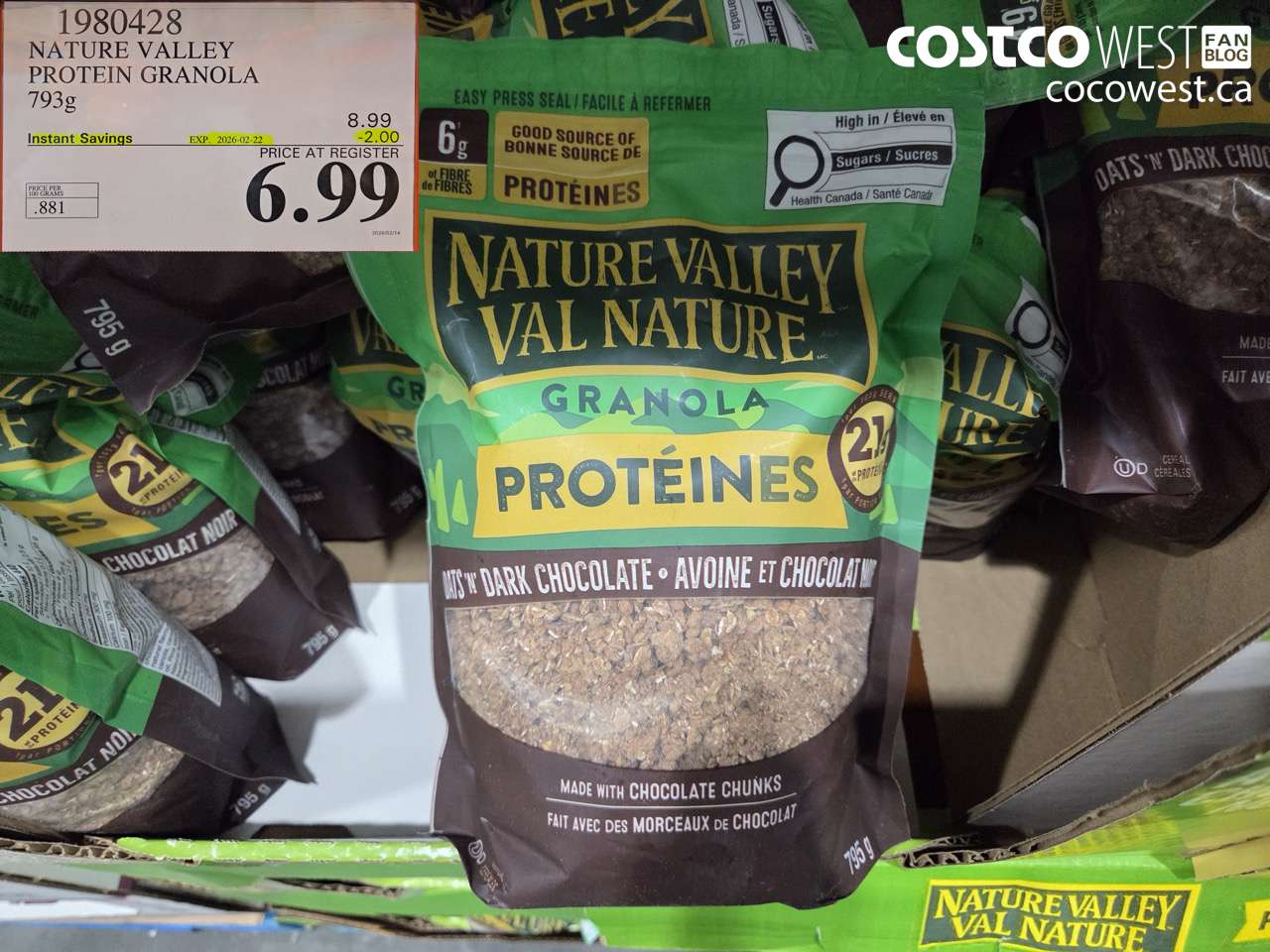 1980428 NATURE VALLEY PROTEIN GRANOLA 793g ($2.00 INSTANT SAVINGS EXPIRES ON 2026-02-22) $6.99