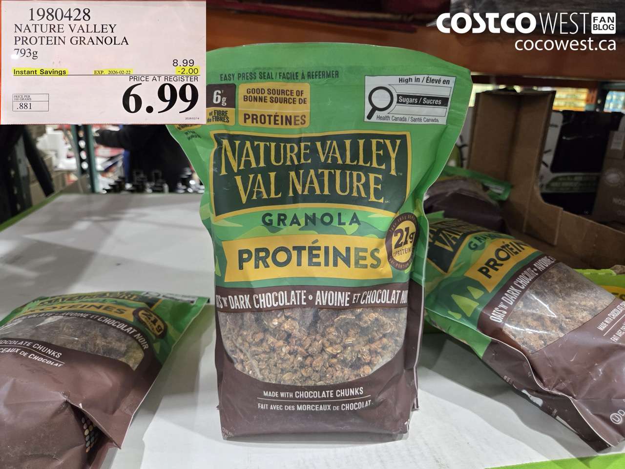 1980428 NATURE VALLEY PROTEIN GRANOLA 793g ($2.00 INSTANT SAVINGS EXPIRES ON 2026-02-22) $6.99