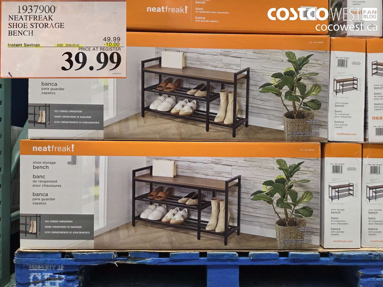 1937900 NEATFREAK SHOE STORAGE BENCH ($10.00 INSTANT SAVINGS EXPIRES ON 2026-03-01) $39.99