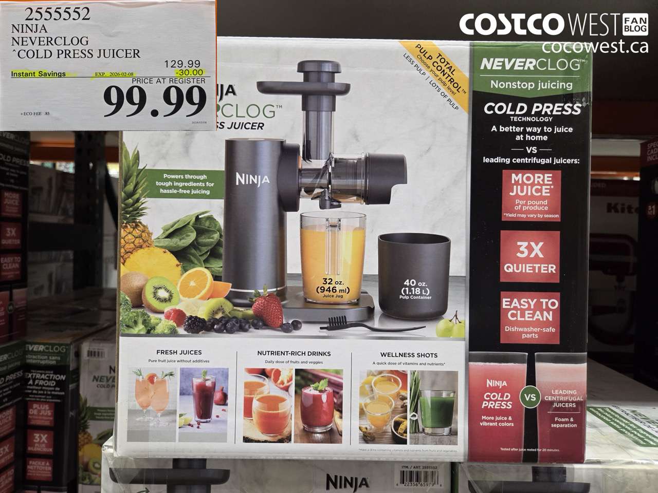 2555552 NINJA NEVERCLOG COLD PRESS JUICER ($30.00 INSTANT SAVINGS EXPIRES ON 2026-02-08) $99.99