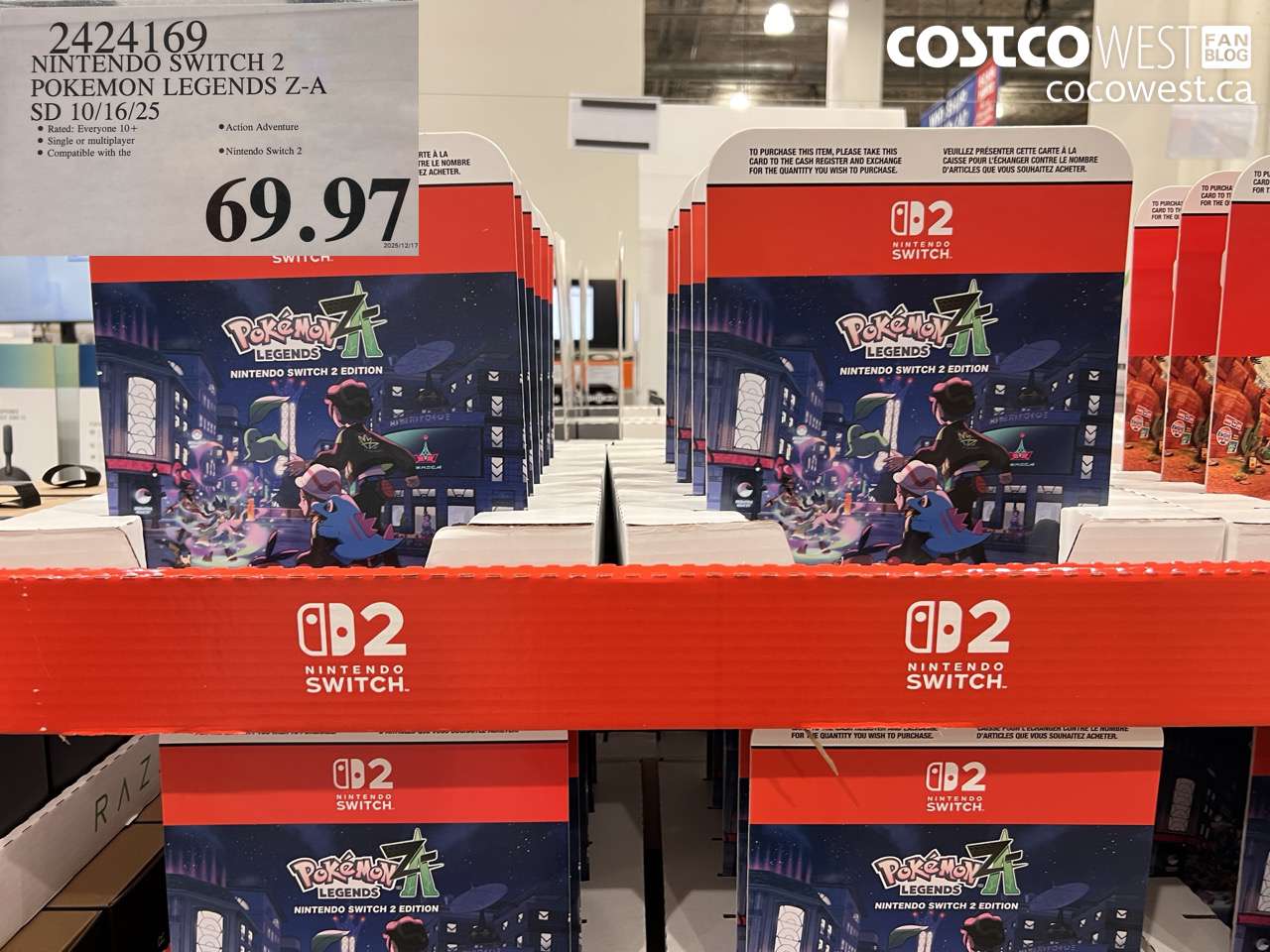2424169 NINTENDO SWITCH 2 POKEMON LEGENDS Z-A SD 10/16/25 $69.97