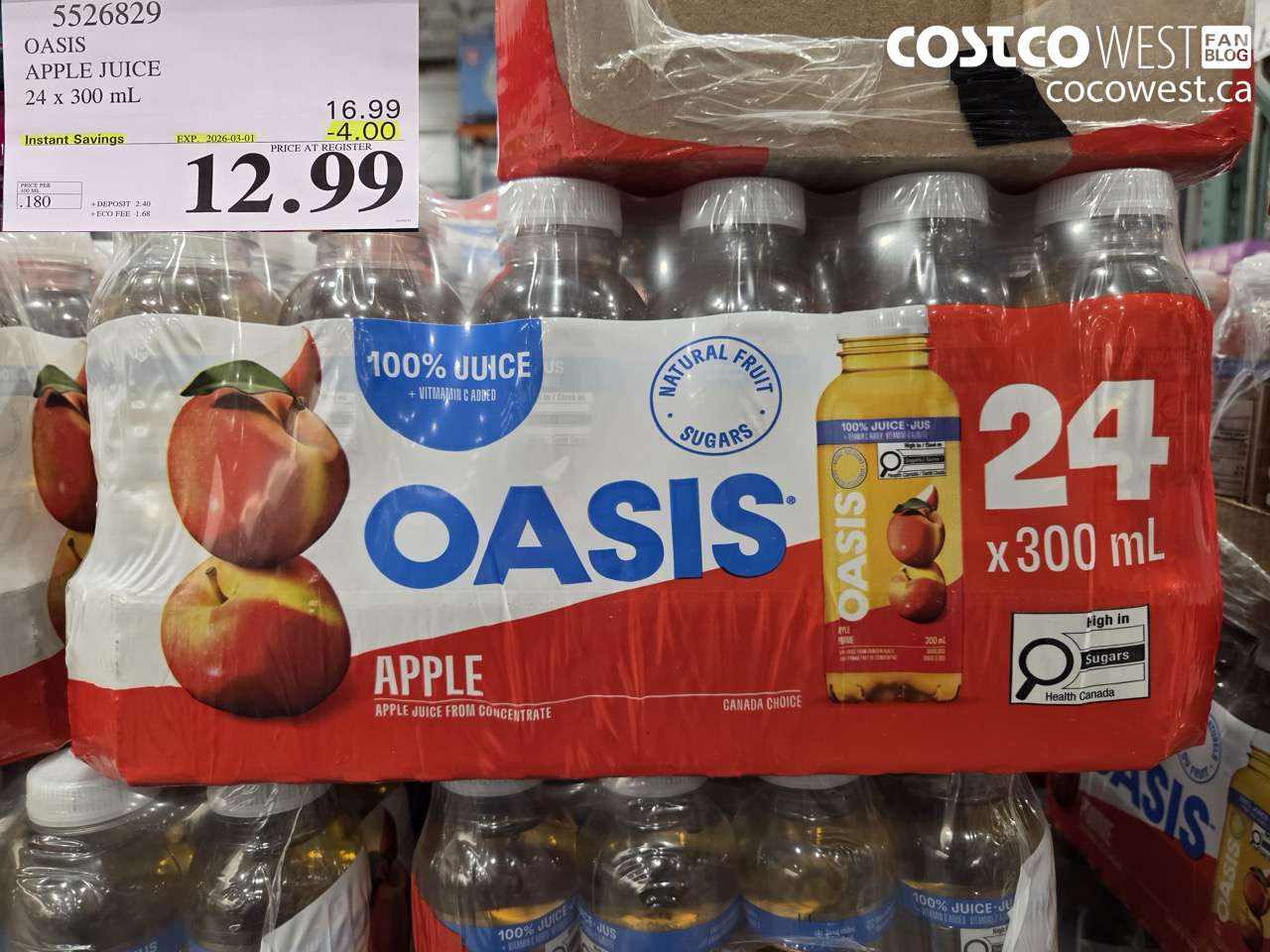 5526829 OASIS APPLE JUICE 24 X 300 ML ($4.00 INSTANT SAVINGS EXPIRES ON 2026-03-01) $12.99