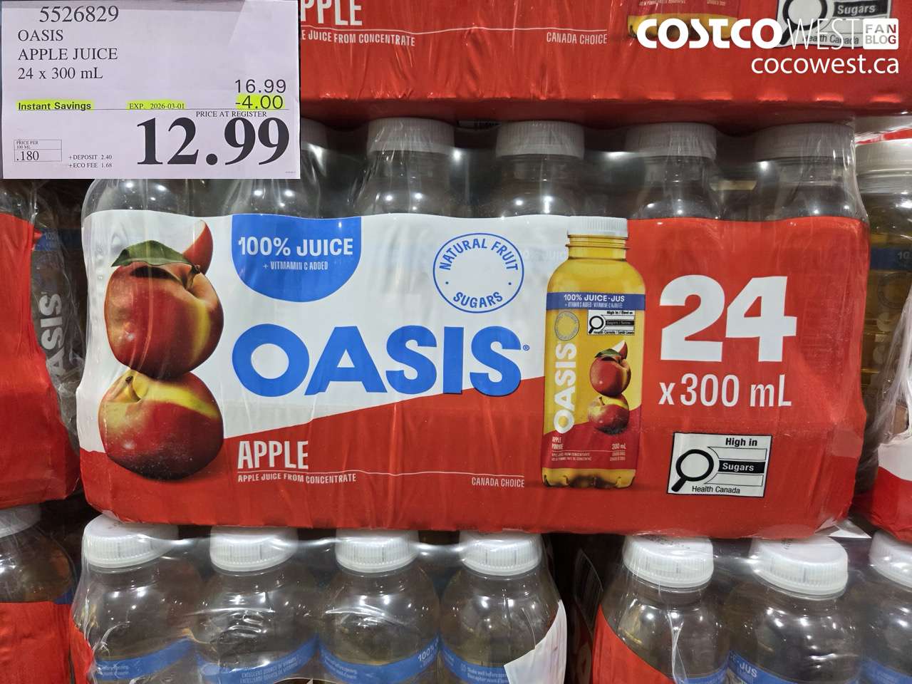 5526829 OASIS APPLE JUICE 24 x 300 mL ($4.00 INSTANT SAVINGS EXPIRES ON 2026-03-01) $12.99