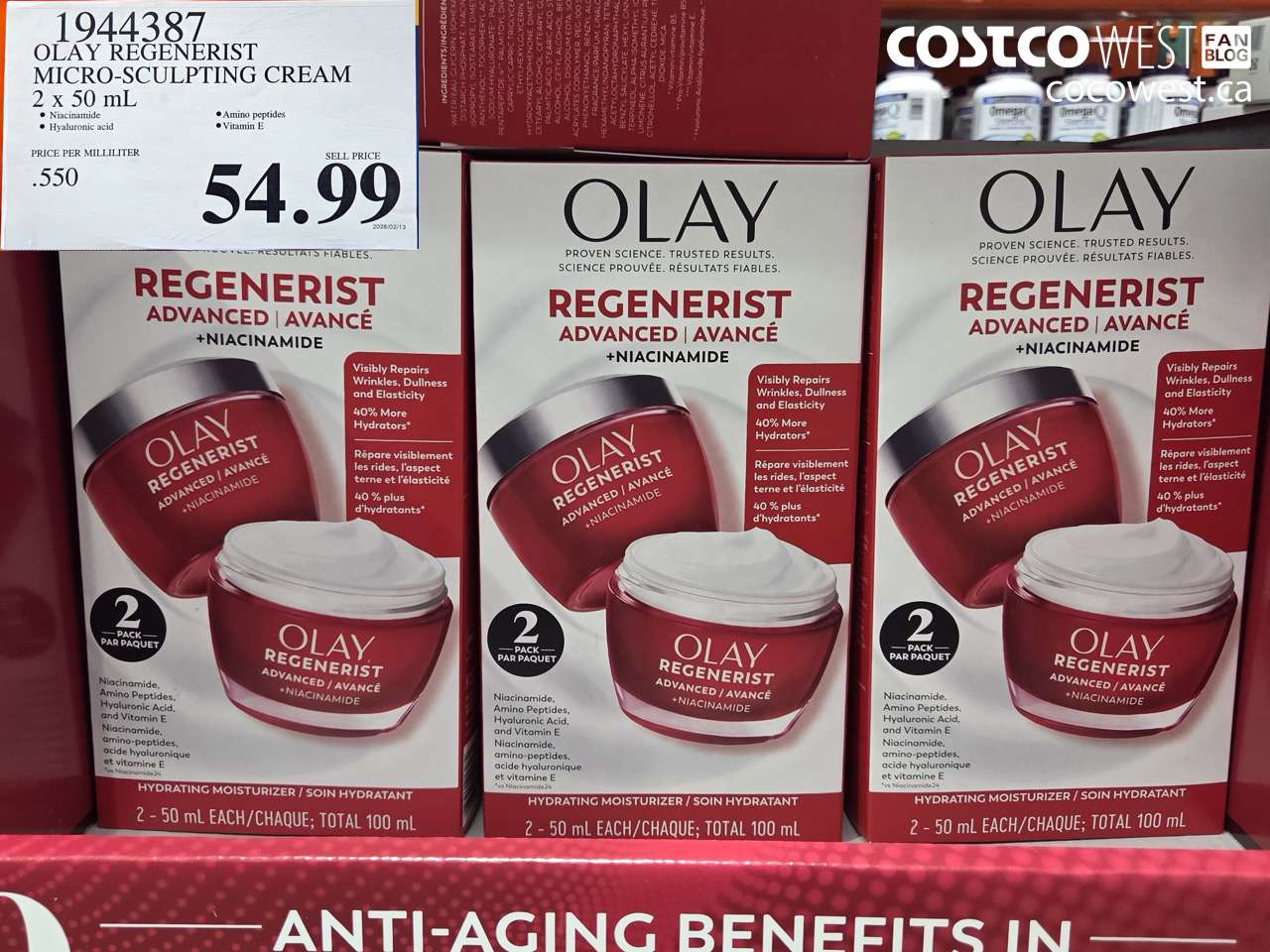 1944387 OLAY REGENERIST MICRO-SCULPTING CREAM 2 x 50 mL $54.99