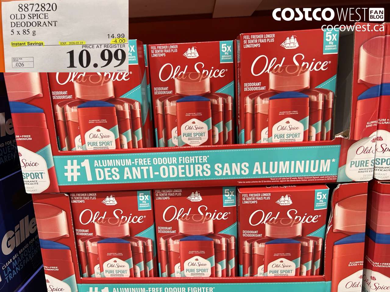 88772820 OLD SPICE DEODORANT 5 x 85 g ($4.00 INSTANT SAVINGS EXPIRES ON 2026-03-15) $10.99